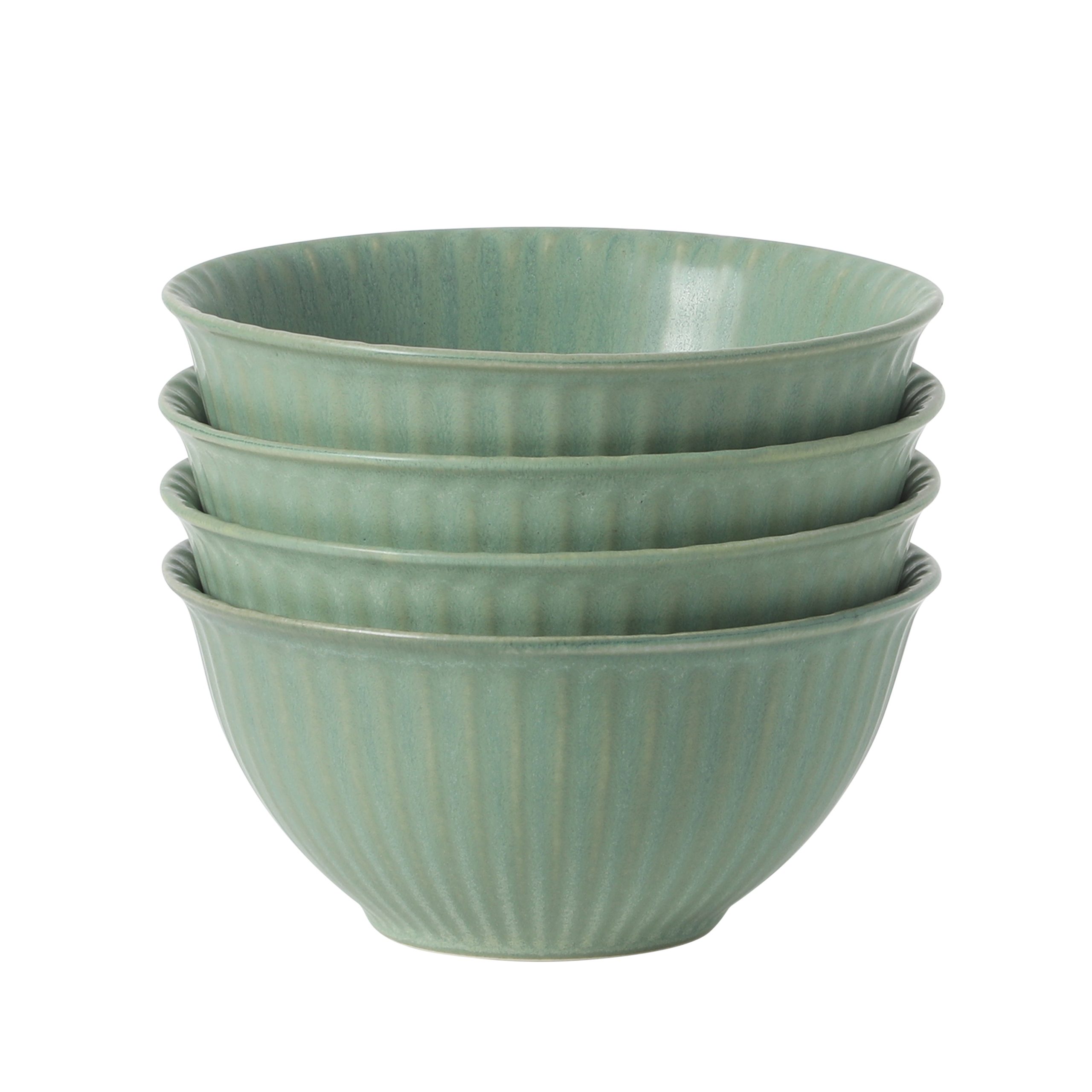 Gibson Elite Cereal Bowls Set of 4, 6-Inch Stoneware Soup Bowls, Reactive Glaze Ribbed Bowl Set - Image 4