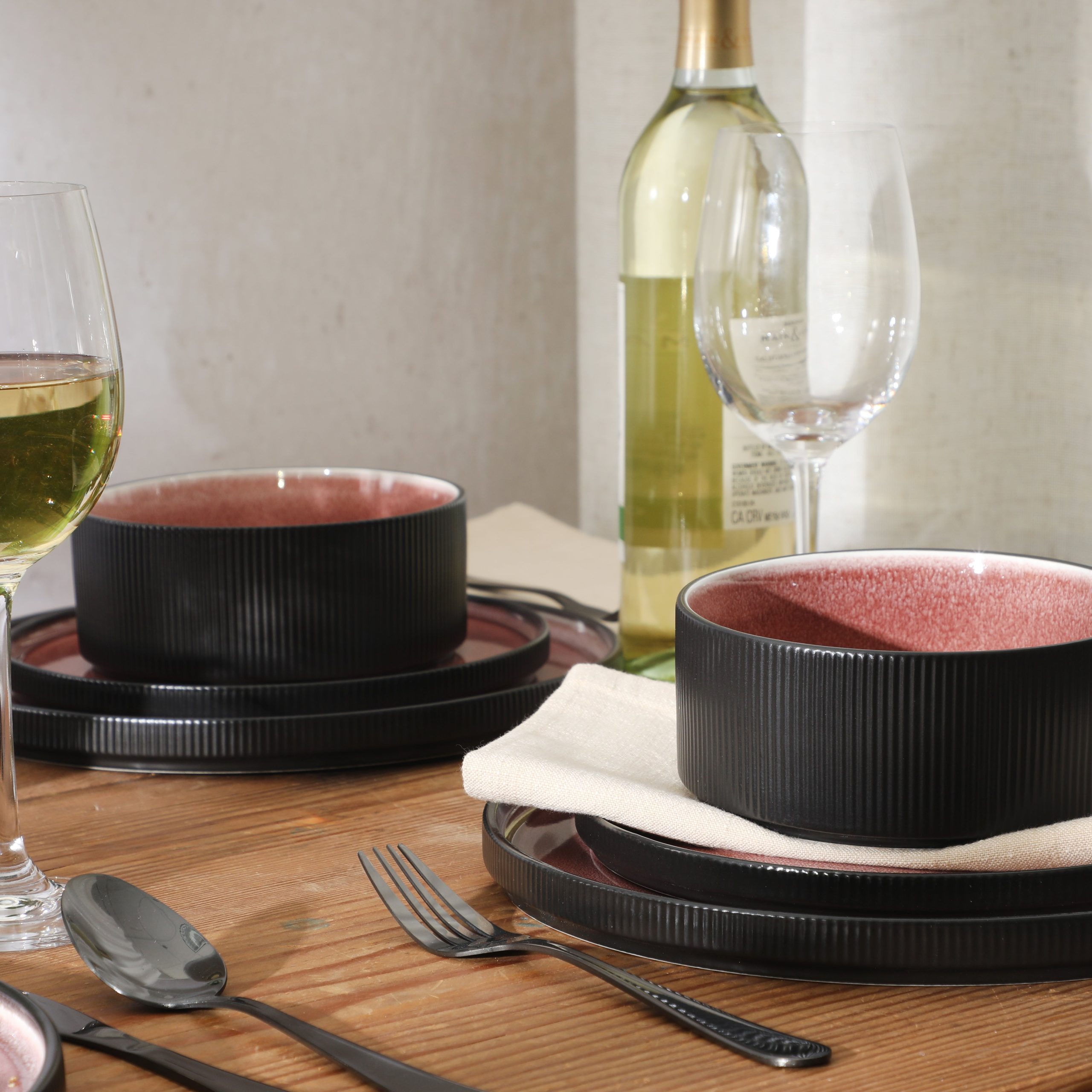 Gibson Elite Redrock Canyon 12-Piece New Bone China Dinnerware Set Service for 4, Reactive Glaze Plates and Bowls, Dishwasher Safe - Image 15
