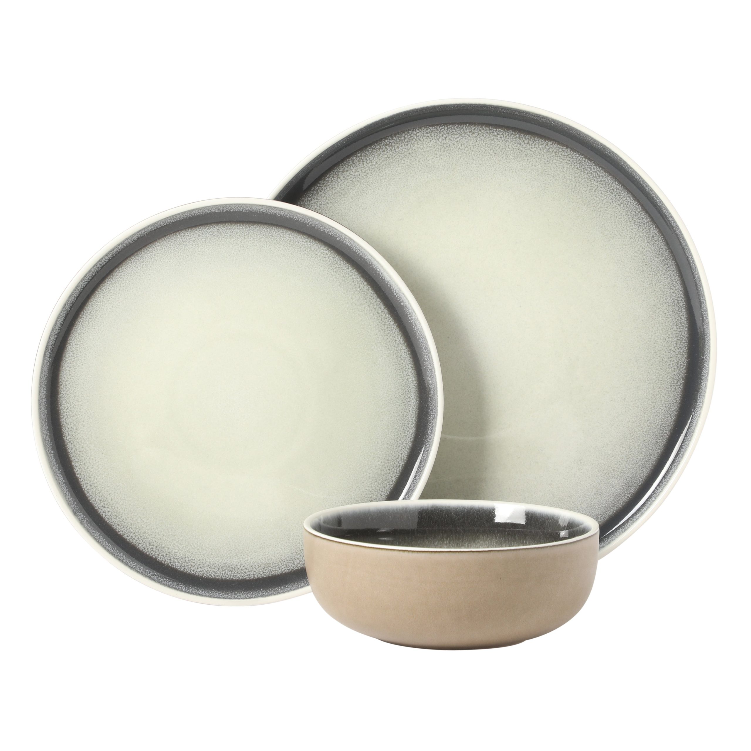 Gibson Elite Island Bay 12-Piece New Bone China Dinnerware Set Service for 4, Reactive Glaze Plates and Bowls, Dishwasher Safe - Image 9