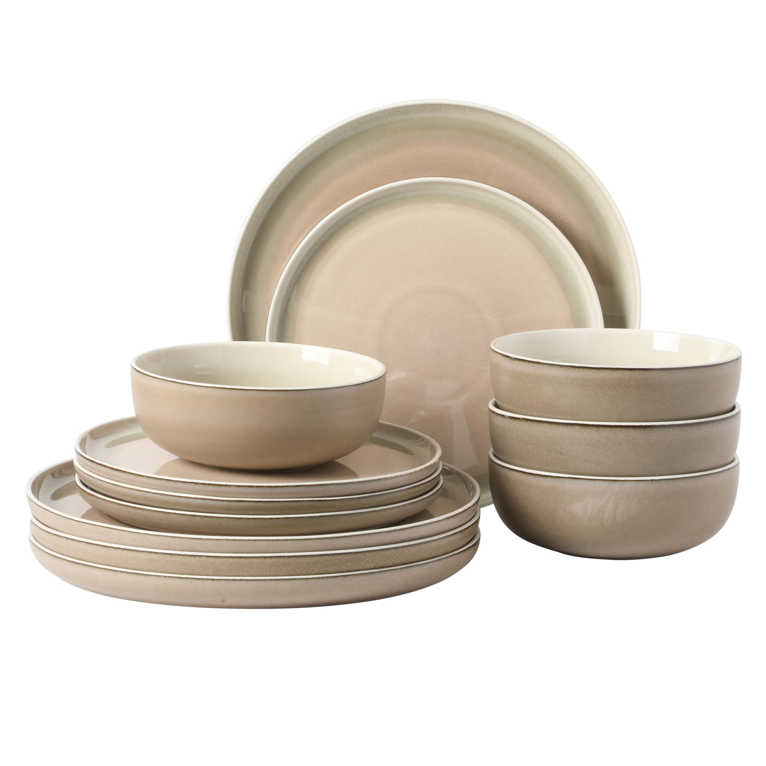Gibson Elite Island Bay 12-Piece New Bone China Dinnerware Set Service for 4, Reactive Glaze Plates and Bowls, Dishwasher Safe - Image 15