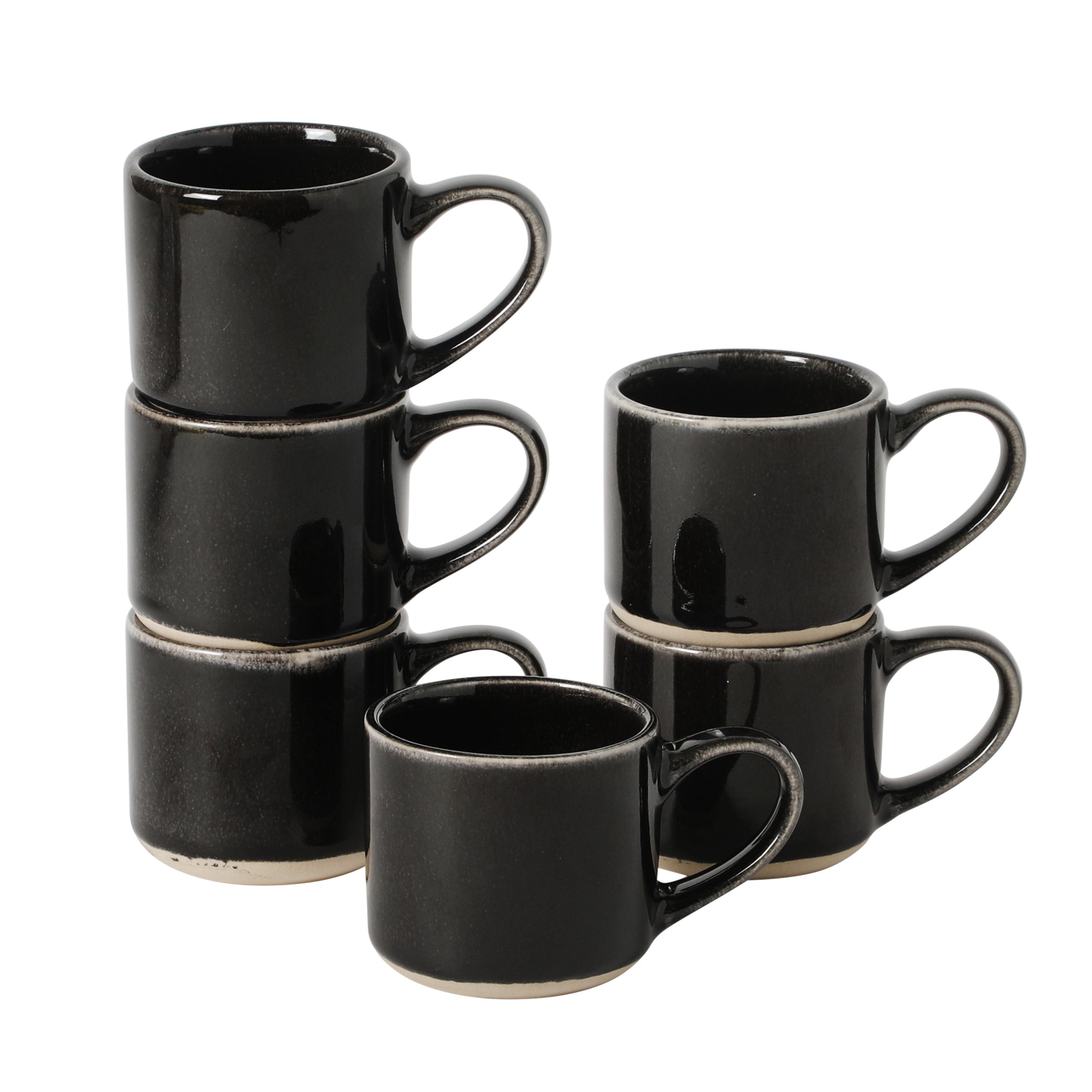 Mr. Coffee Whims Espresso Cups Set of 6, 3.7 oz Stoneware Demitasse Espresso Shot Cups with Handles, Stackable Reactive Glaze Ceramic Coffee Cups - Image 6