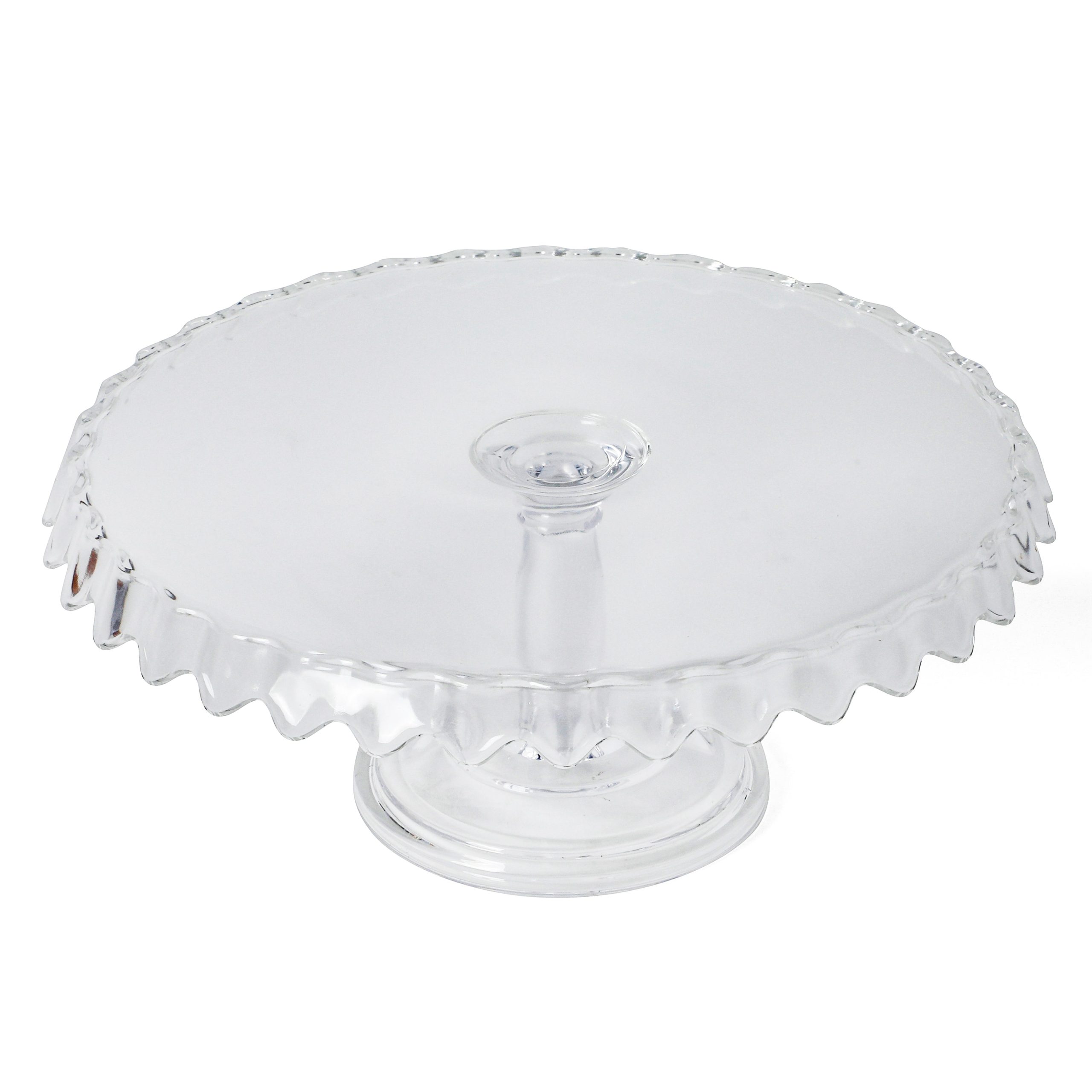 Martha Stewart Watercrest Glass Cake Stand, 10.2 Inch Footed Pedestal Cake Plate with Scalloped Ruffled Edge, Clear Handmade Glassware - Image 5