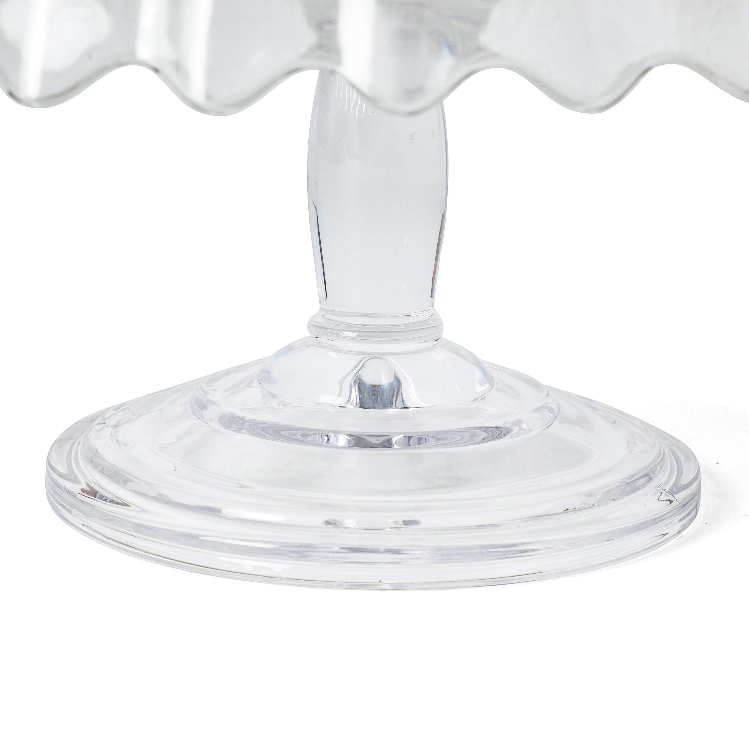 Martha Stewart Watercrest Glass Cake Stand, 10.2 Inch Footed Pedestal Cake Plate with Scalloped Ruffled Edge, Clear Handmade Glassware - Image 6