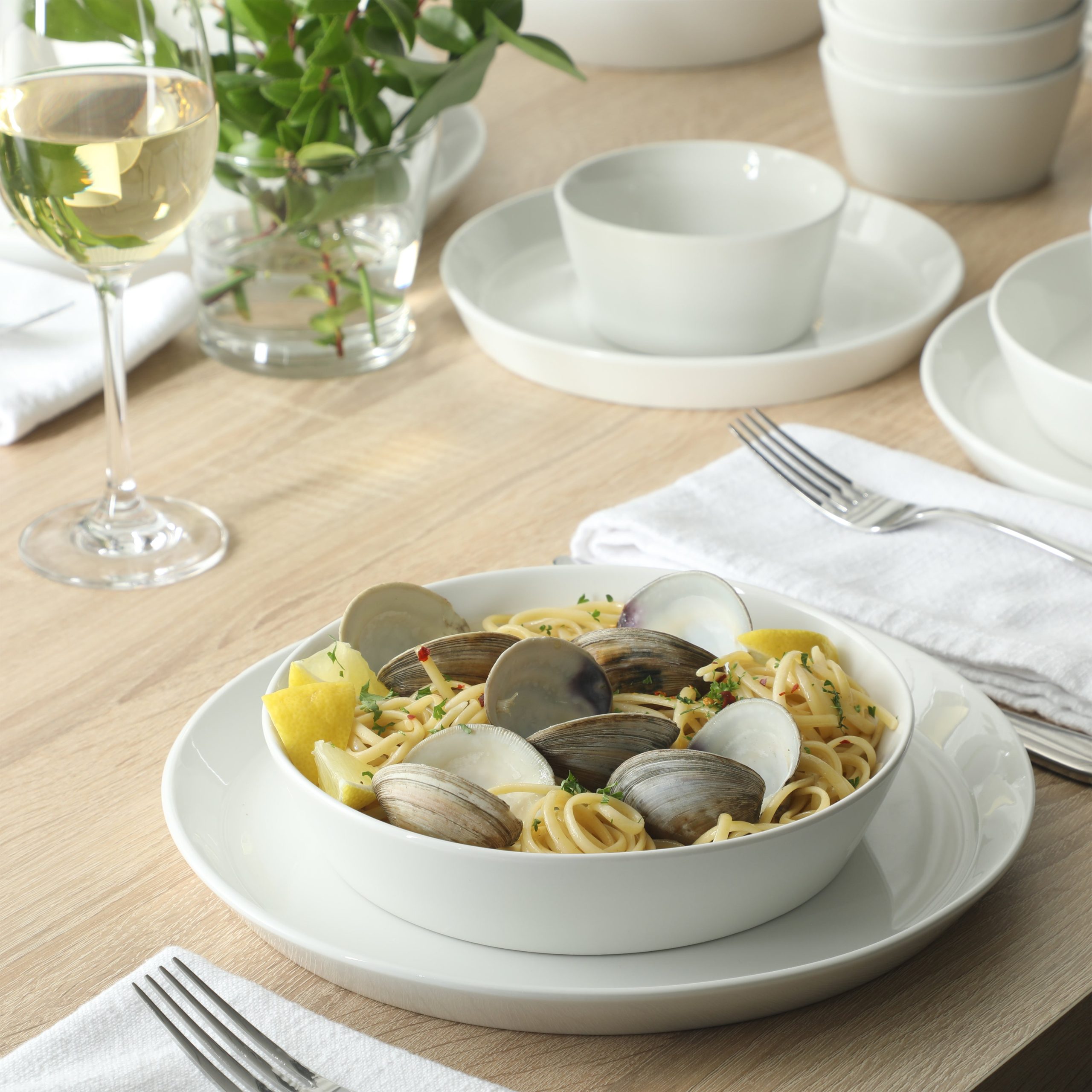 Martha Stewart Plates and Bowls Sets, 30-Piece Porcelain Dinnerware Set for 6, Dinner Plates, Dessert Plates, Pasta Bowls, Cereal & Fruit Bowls - Image 2