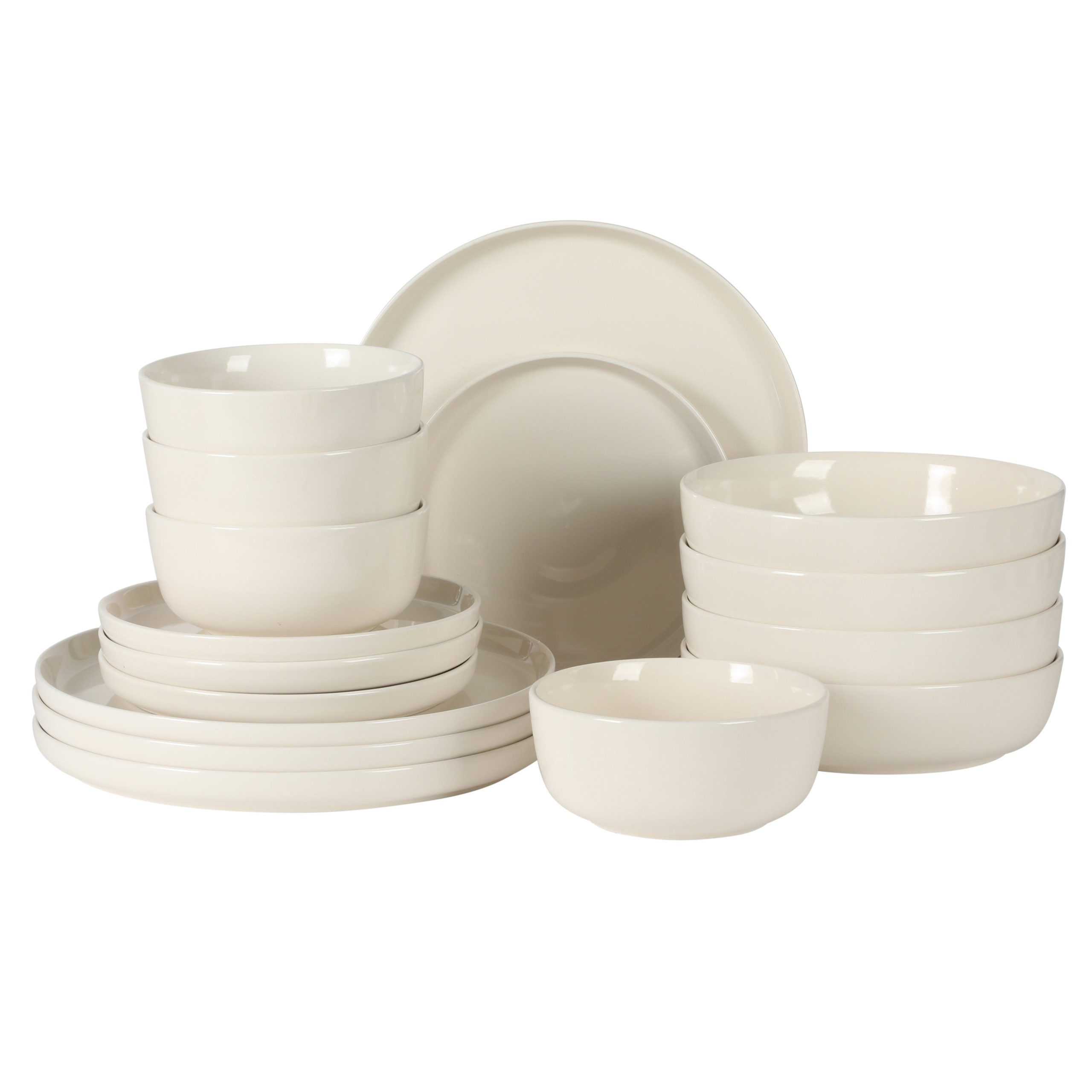 Gibson Home Serenity 16 Piece Modern Porcelain Dinnerware Set for 4, Plates and Bowls Set, Dinner Plates, Salad Plates, Cereal Bowls