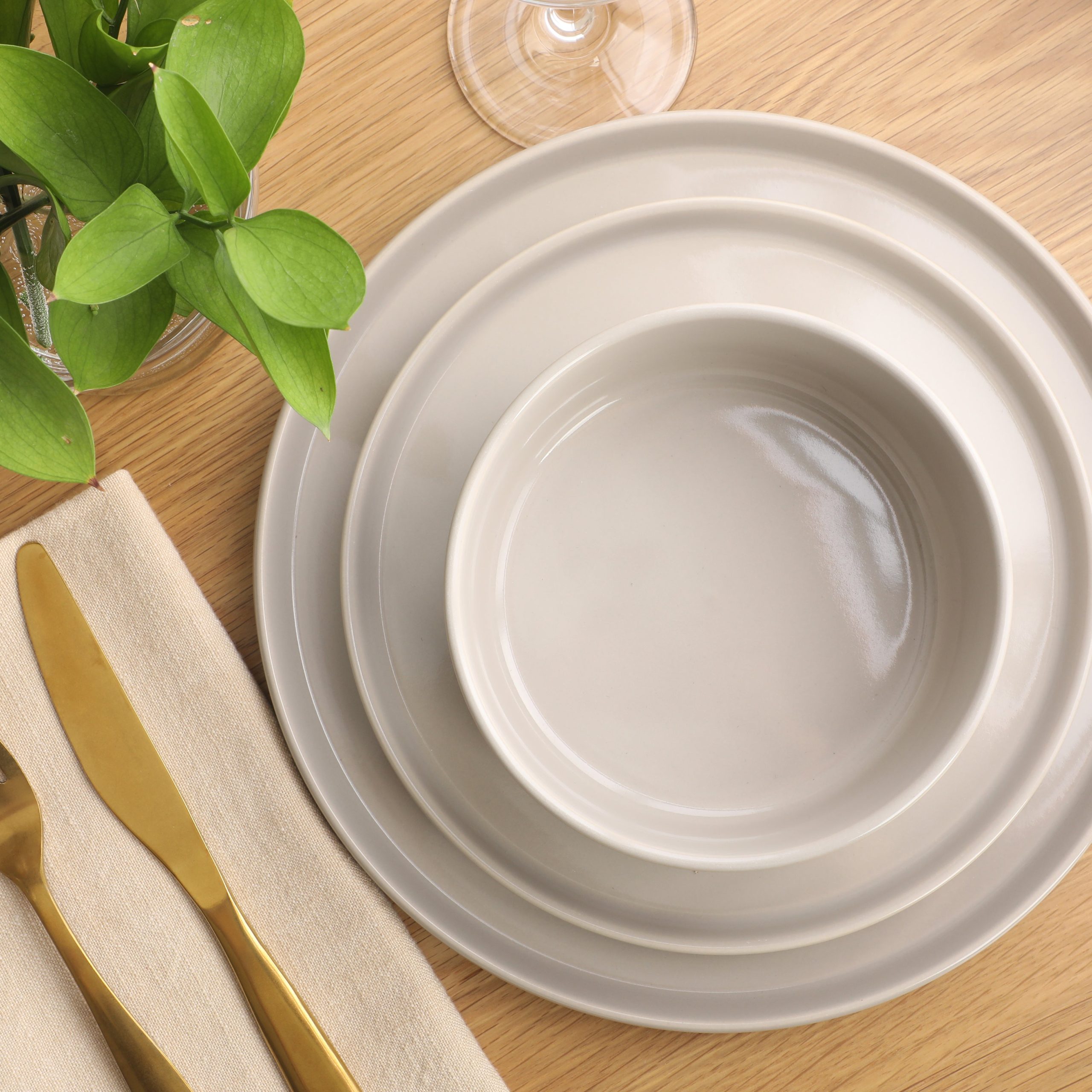 Gibson Elite Moonstone 12 Piece Modern Stoneware Dinnerware Set for 4, Grey Plates and Bowls Set, Dinner Plates, Salad Plates, Bowls - Image 7