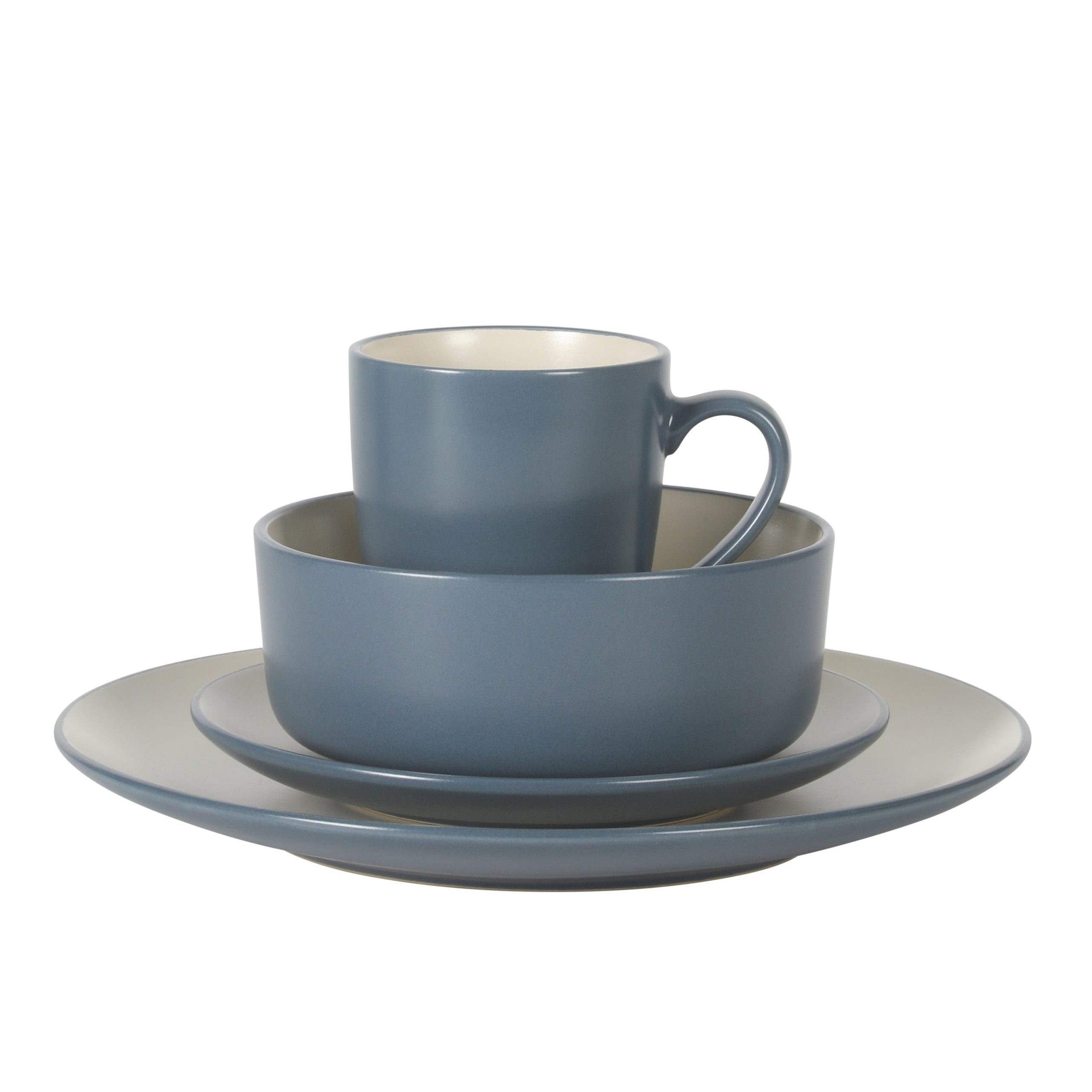 Gibson Elite Oxford Blue Plates and Bowls Sets, 16 Piece Stoneware Dinnerware Sets for 4, Dinner Plates Dessert Plates Bowls Mugs - Image 8