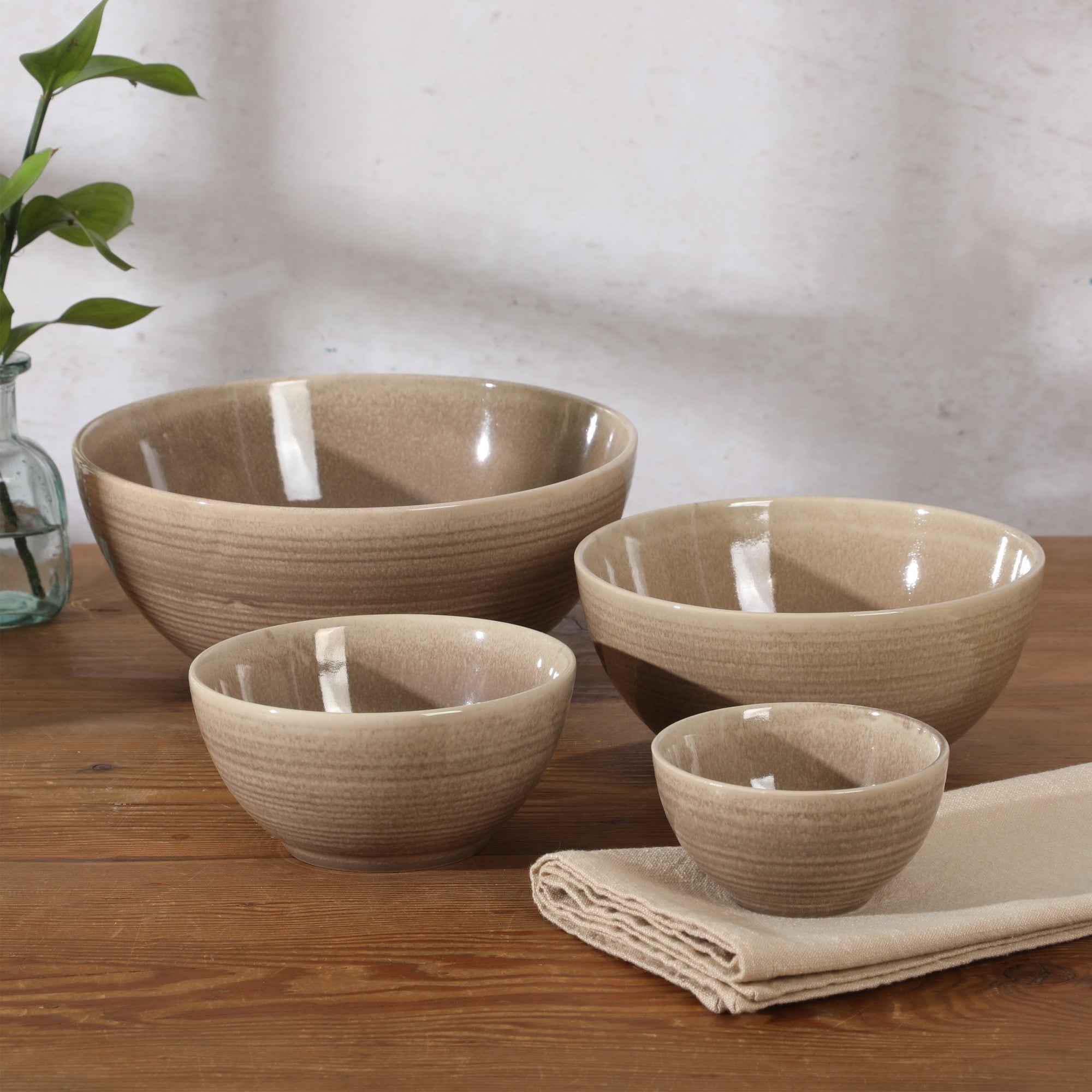 Gibson Elite Maple Grove 4-Piece Stoneware Nesting Bowl Set, Reactive Glaze Mixing and Serving Bowls, Dishwasher Safe - Image 5