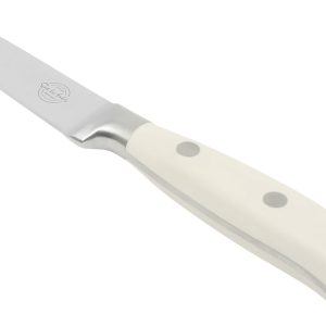 Sur La Table Kitchen Essentials Tasting Kitchen German Steel Paring Knife, 3.5-Inch Stainless Steel Blade – Professional Kitchen Knife with White Handle and Forged Full Tang