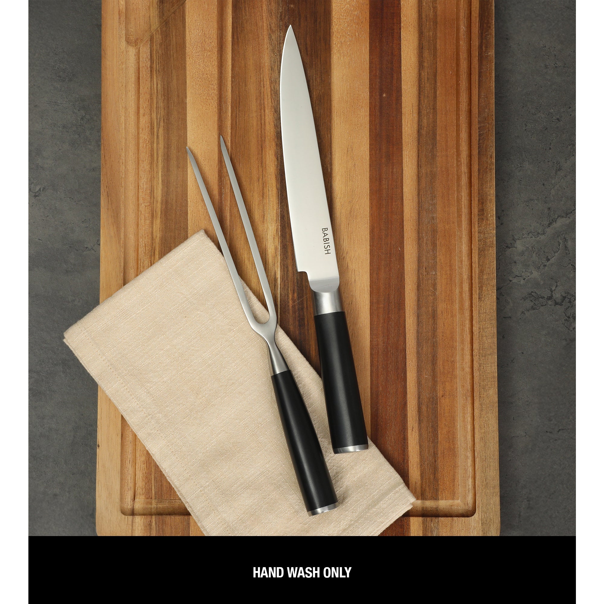 Babish 2-Piece Carving Knife and Fork Set – 8-Inch Stainless Steel Carving Knife with 6.5-Inch Fork – Precision Cutlery for Turkey, Roast, and Meat Carving – Ergonomic ABS Handles - Image 4