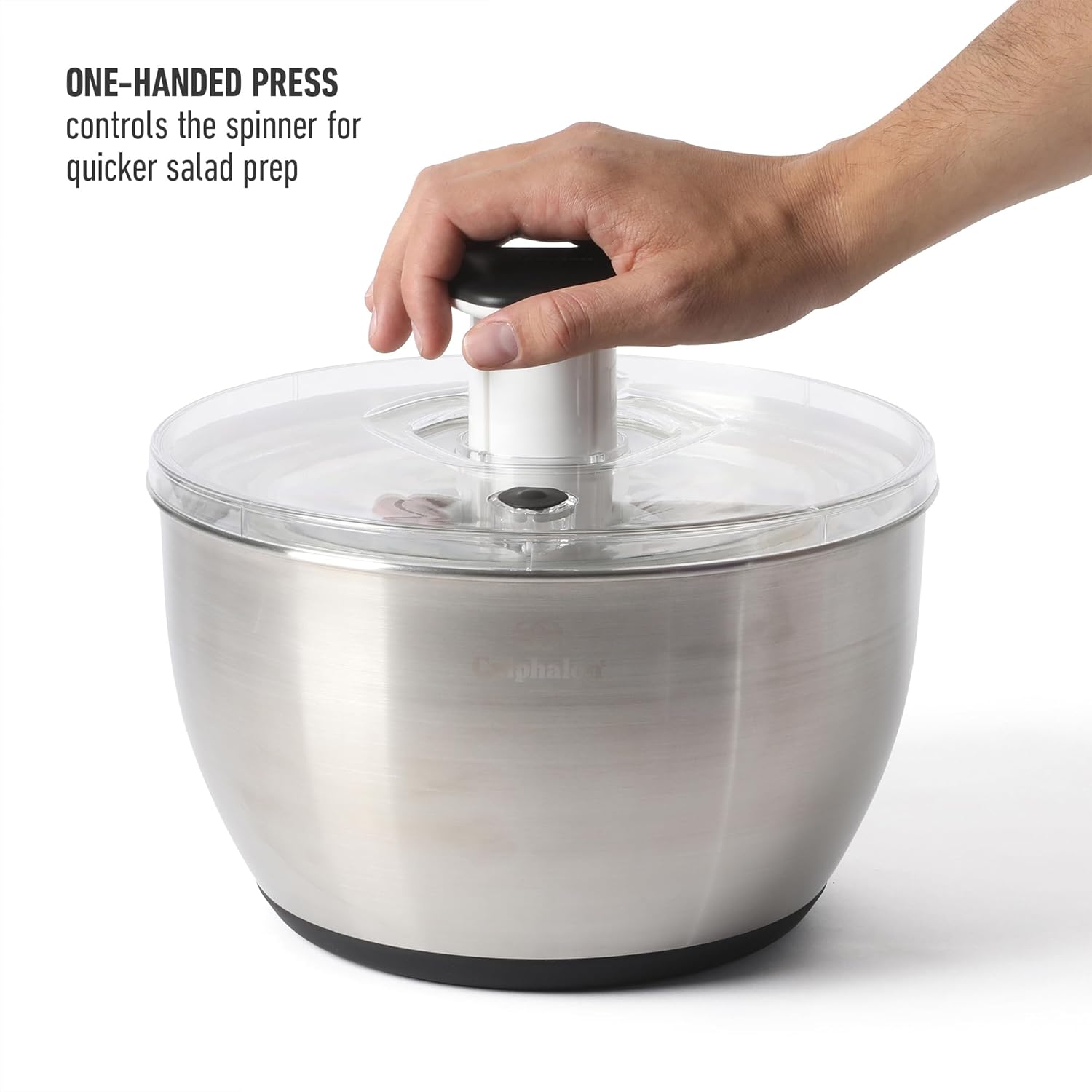Calphalon Aero 6.3 Qt Stainless Steel Salad Spinner, Fruit Washer, Fruit Washing Bowl with Strainer, Vegetable Cleaner, Salad Cleaner, Lettuce Washer - Image 5