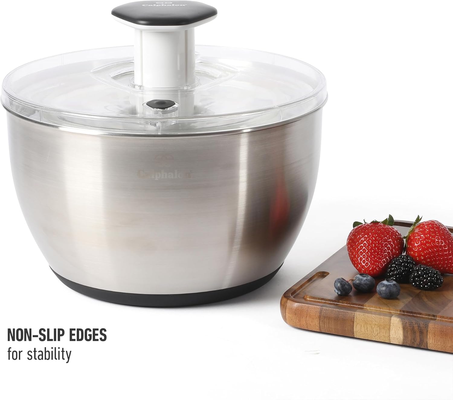 Calphalon Aero 6.3 Qt Stainless Steel Salad Spinner, Fruit Washer, Fruit Washing Bowl with Strainer, Vegetable Cleaner, Salad Cleaner, Lettuce Washer - Image 7