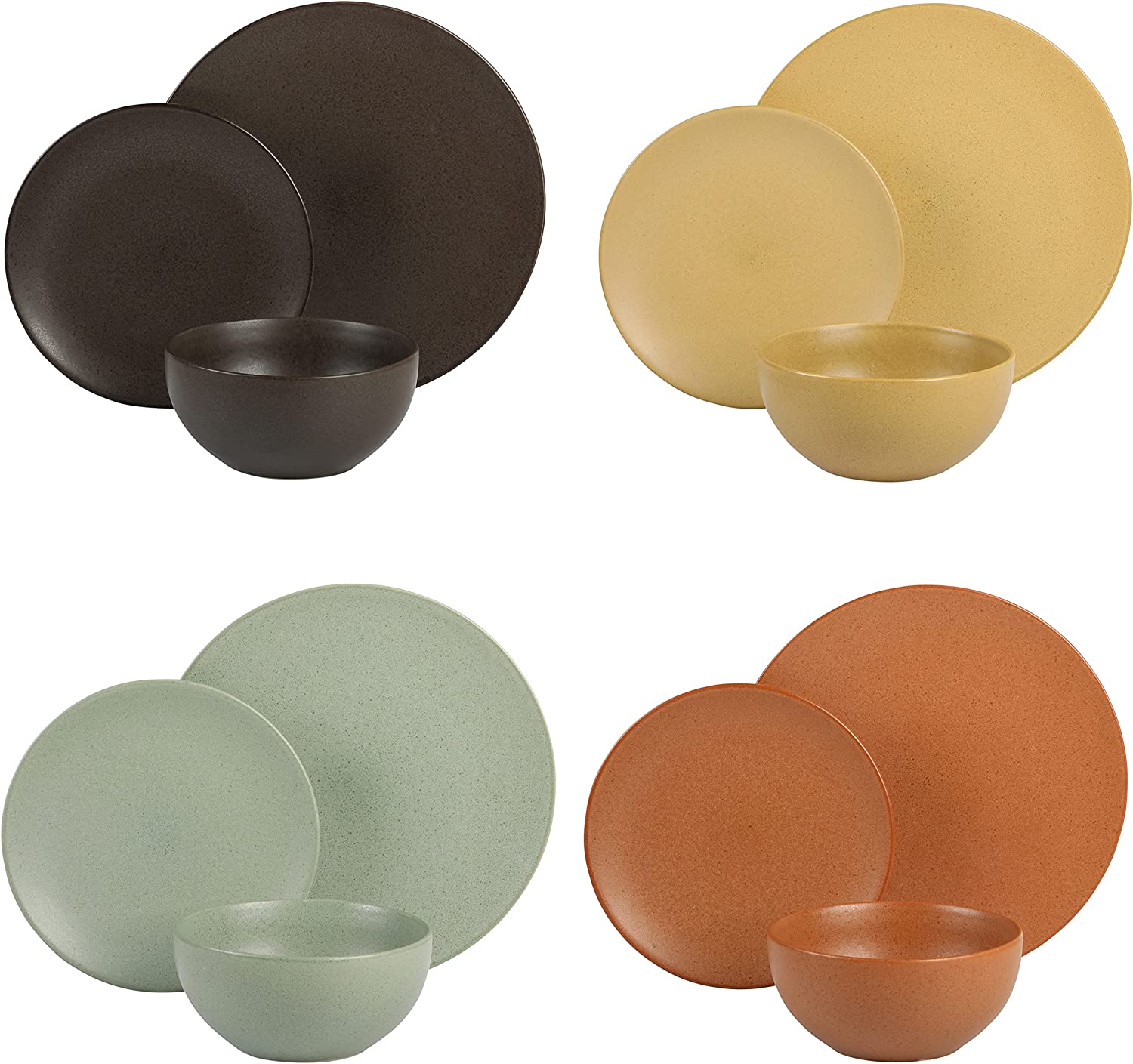 Gibson Elite Capetown Assorted Color Reactive Glaze Stoneware Dinnerware Set - Black, Yellow, Orange, Green - Image 5
