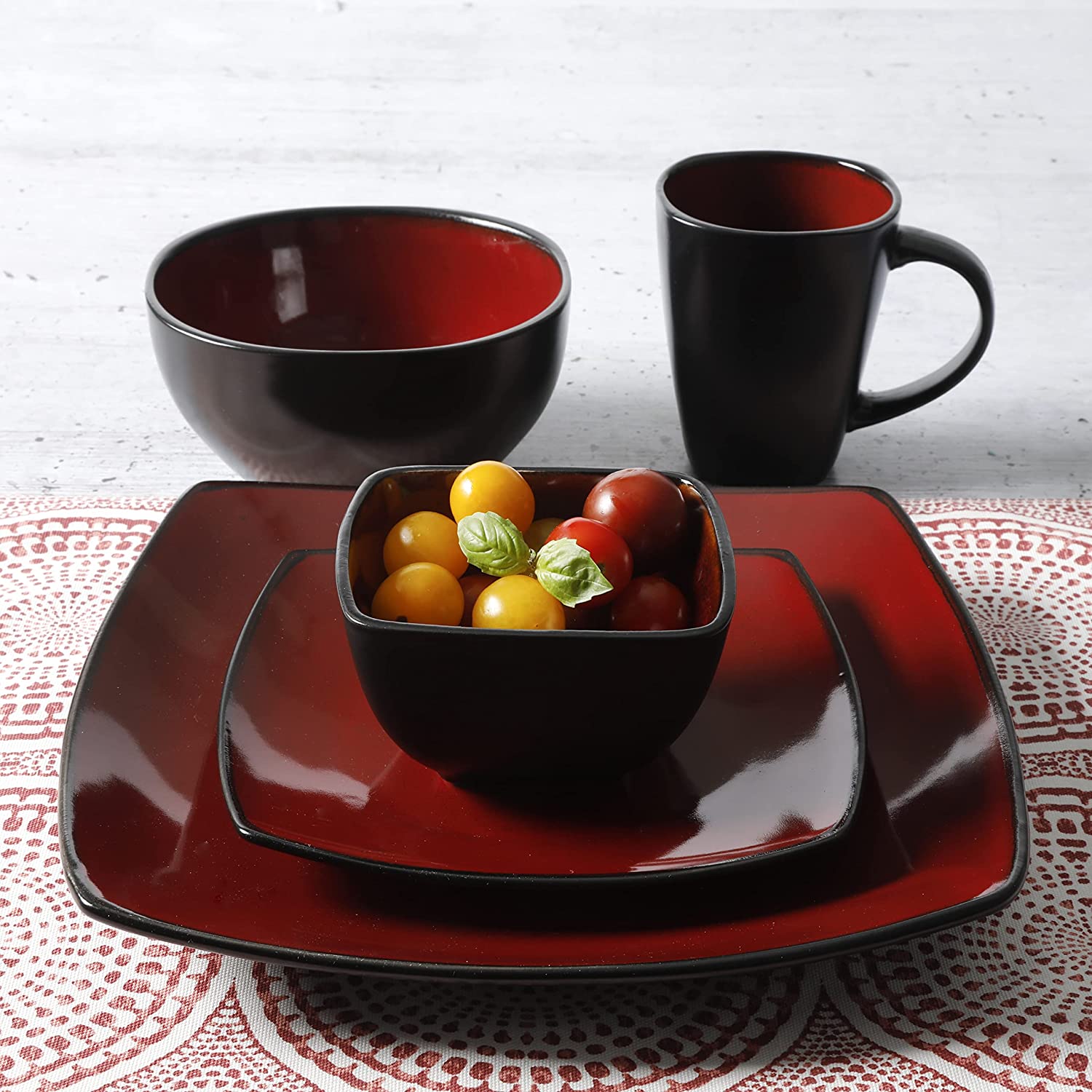 Gibson Elite Soho Lounge Square 40-Piece Reactive Stoneware Dinnerware Set - Image 3