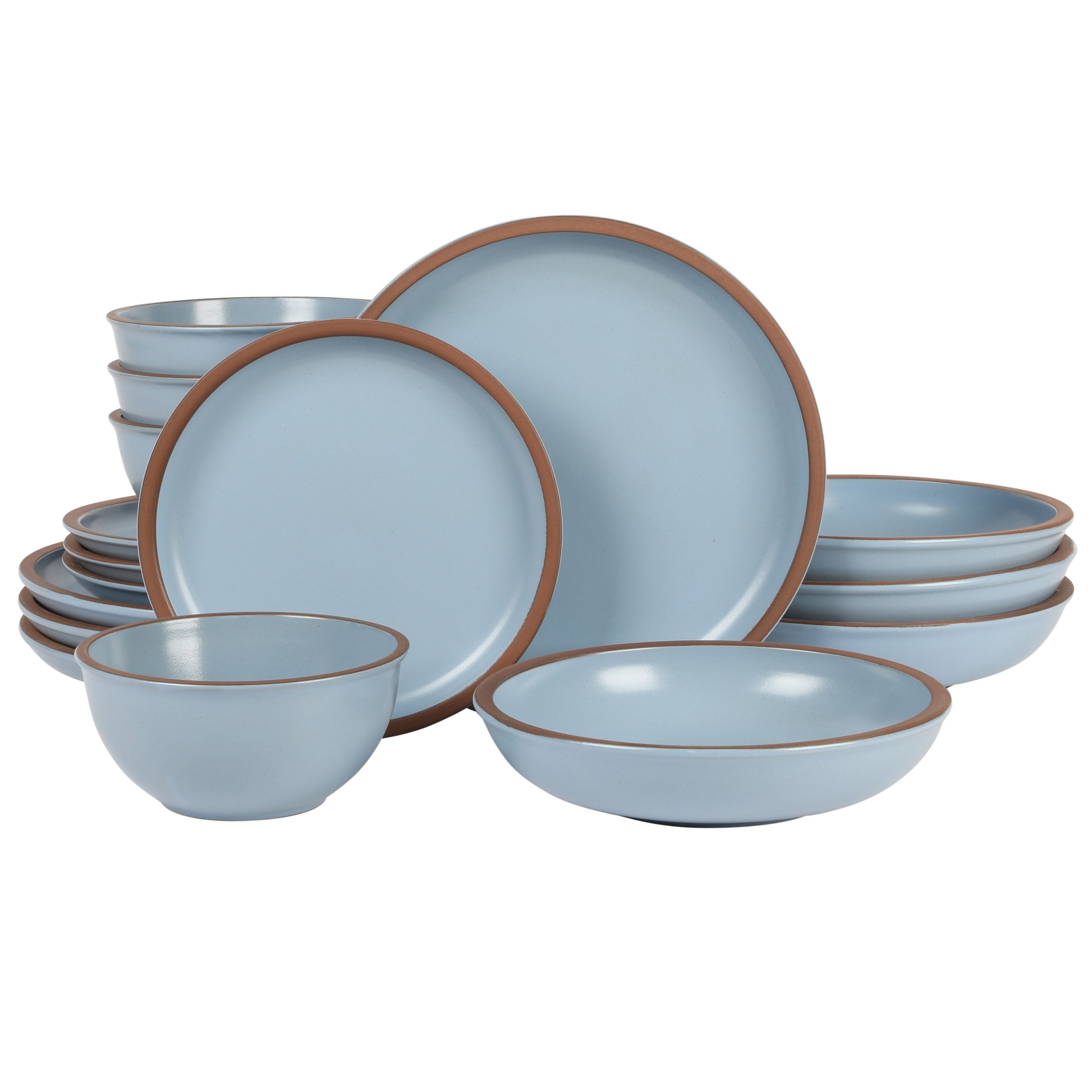 Gibson Elite Lagos 16-Piece Double Bowl Terracotta Dinnerware Set - Image 3