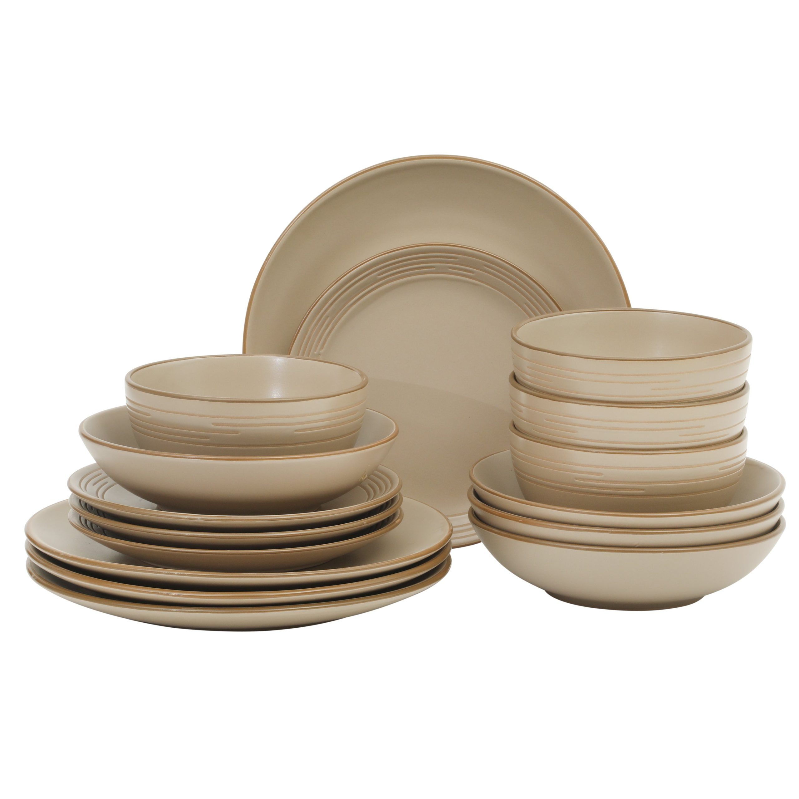 Gibson Home Chiswick House 16-Piece Stoneware Dinnerware Set, Round Plates and Bowls Set for 4, White with Wax Relief Embossed Rim Detail, Dishwasher Safe – Dinner Plate, Salad Plate & Cereal Bowl - Image 9