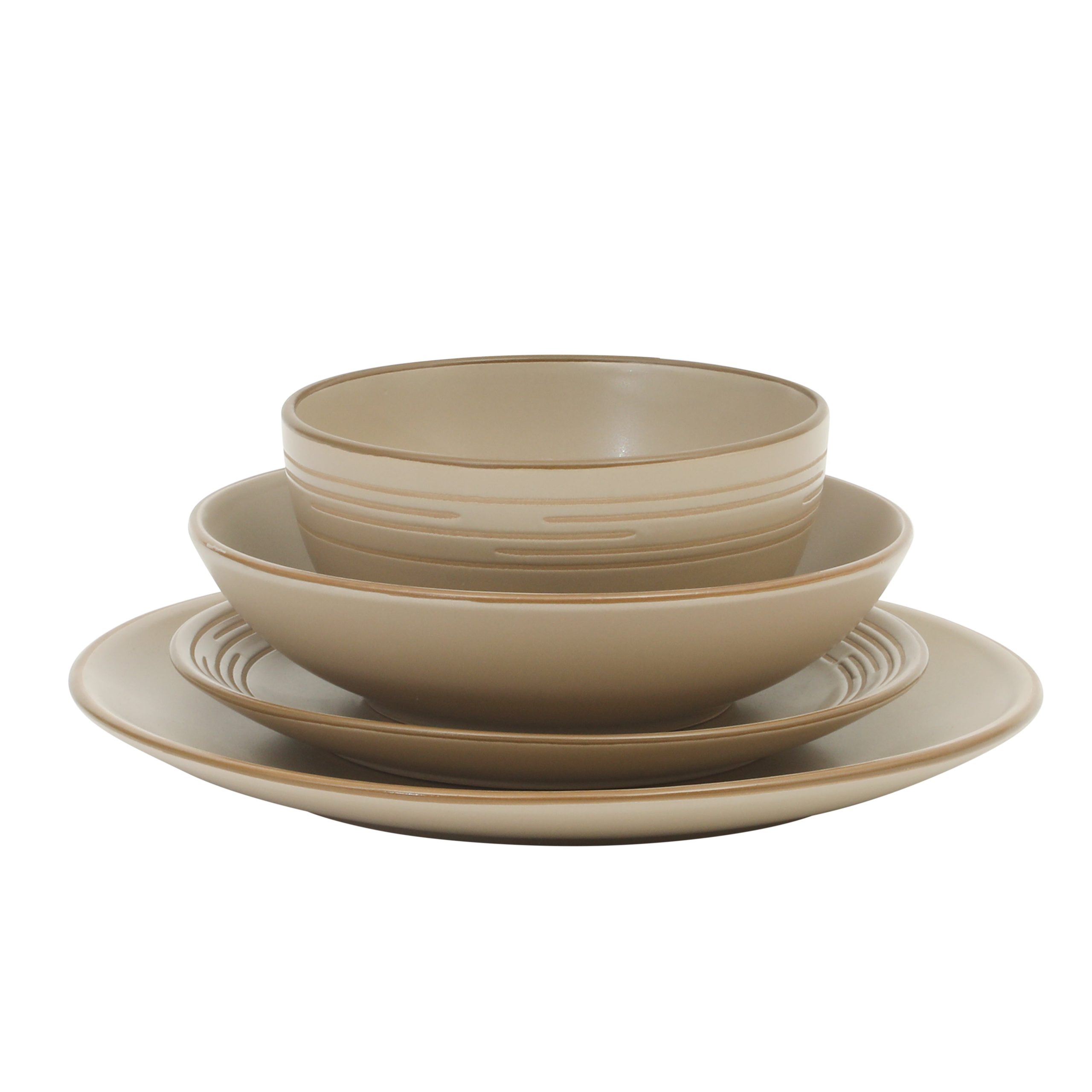 Gibson Home Chiswick House 16-Piece Stoneware Dinnerware Set, Round Plates and Bowls Set for 4, White with Wax Relief Embossed Rim Detail, Dishwasher Safe – Dinner Plate, Salad Plate & Cereal Bowl - Image 13