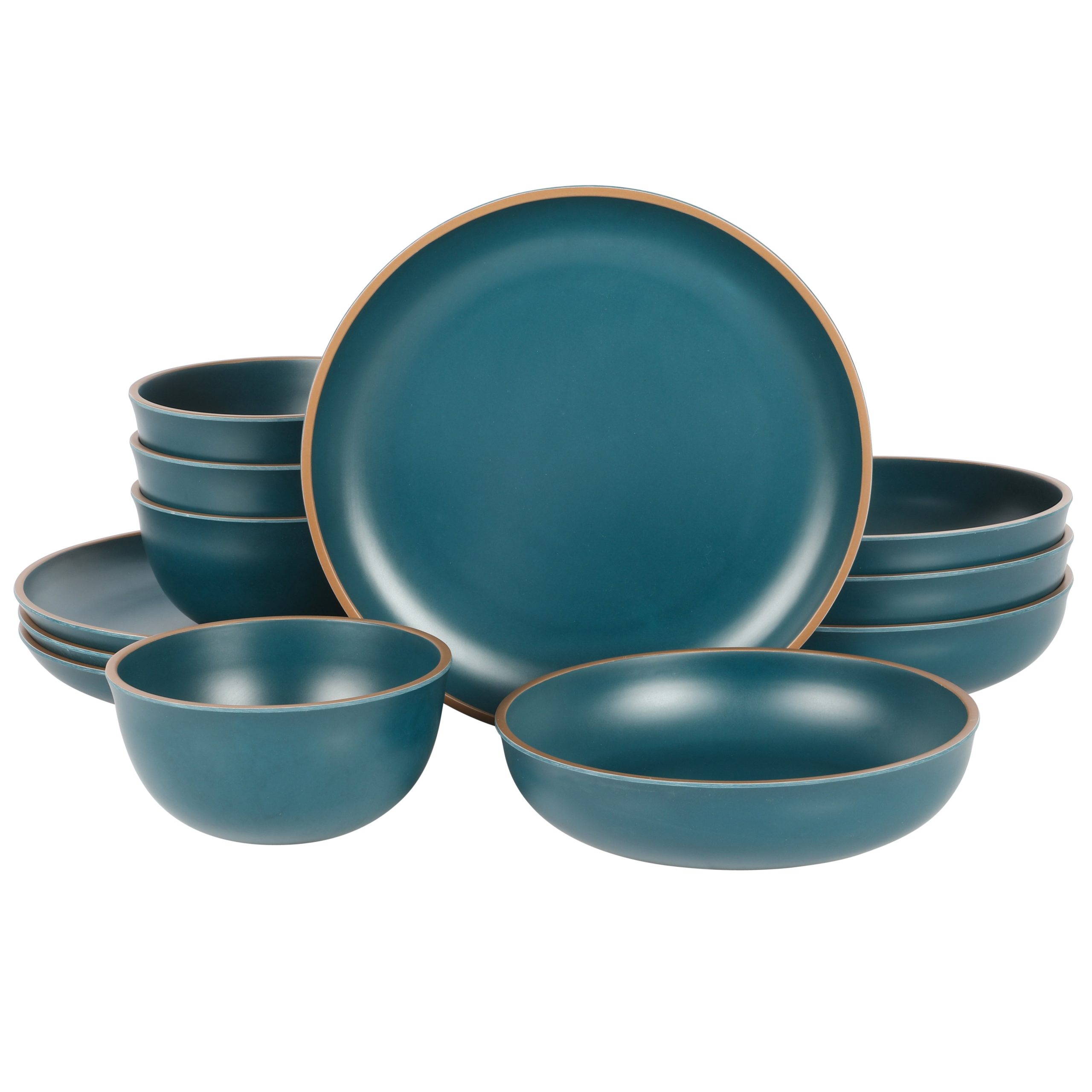 Gibson Home Rockabye 12-Piece Double Bowl Melamine Dinnerware Set - Image 3