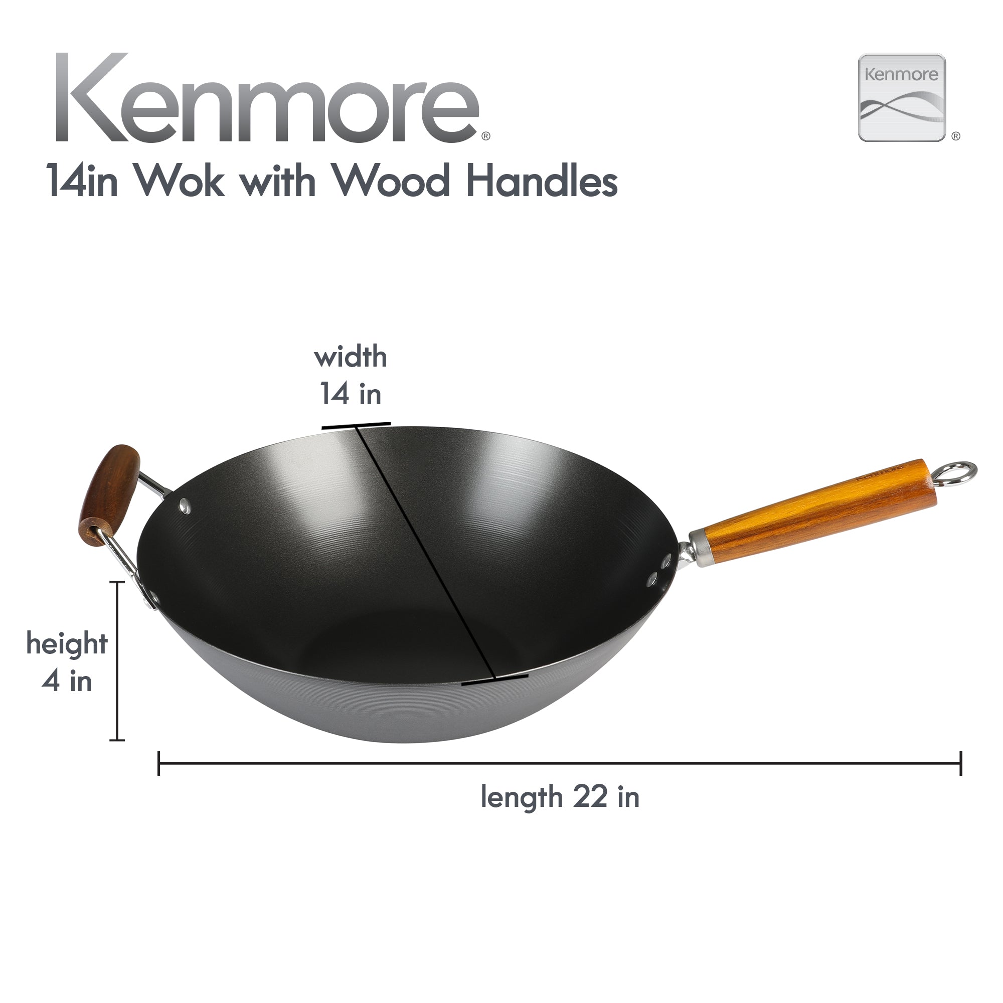 Kenmore Hammond 14-Inch Flat Bottom Wok - Image 3