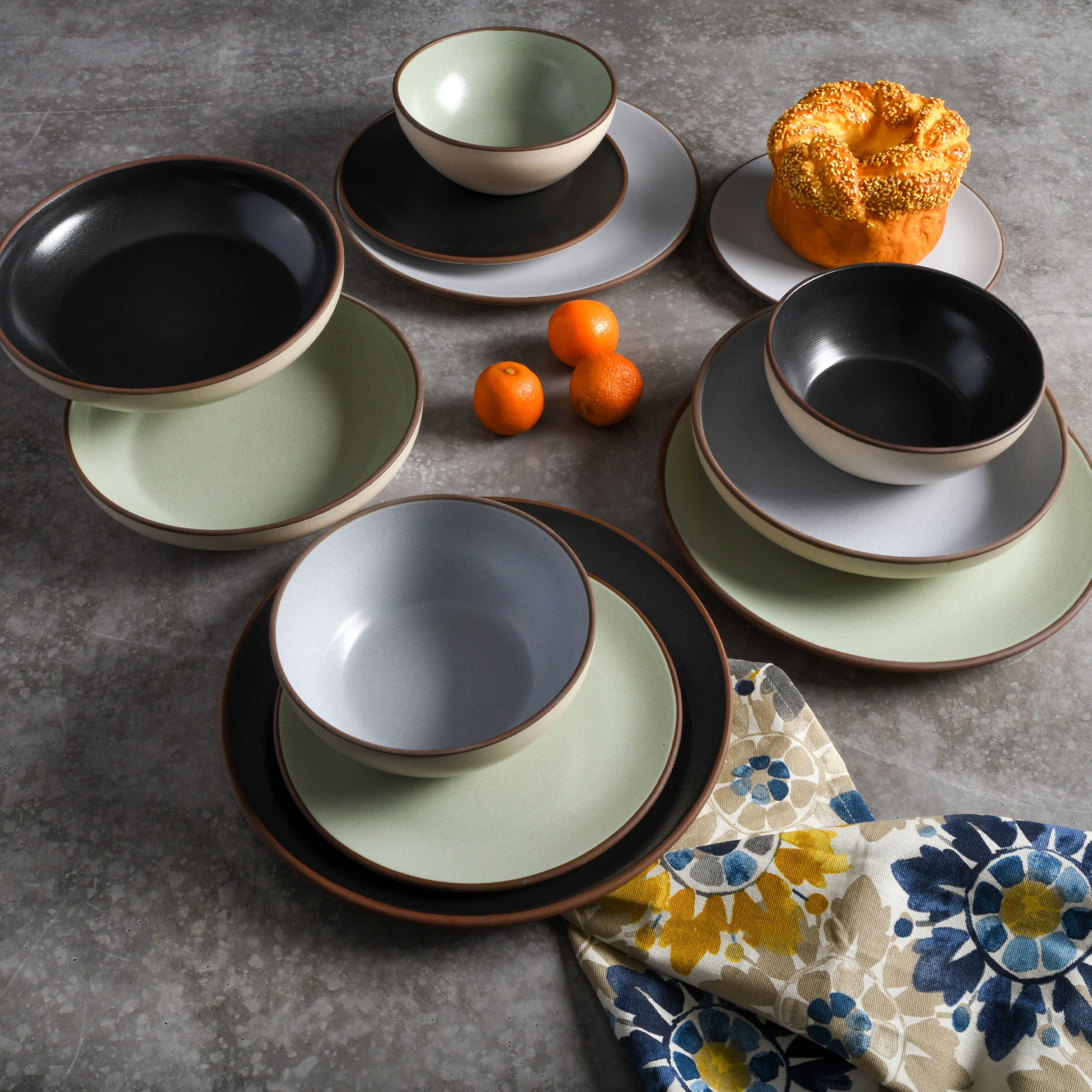 Gibson Elite Contempo Classic 16-Piece Double Bowl Terracotta Dinnerware Set - Image 3