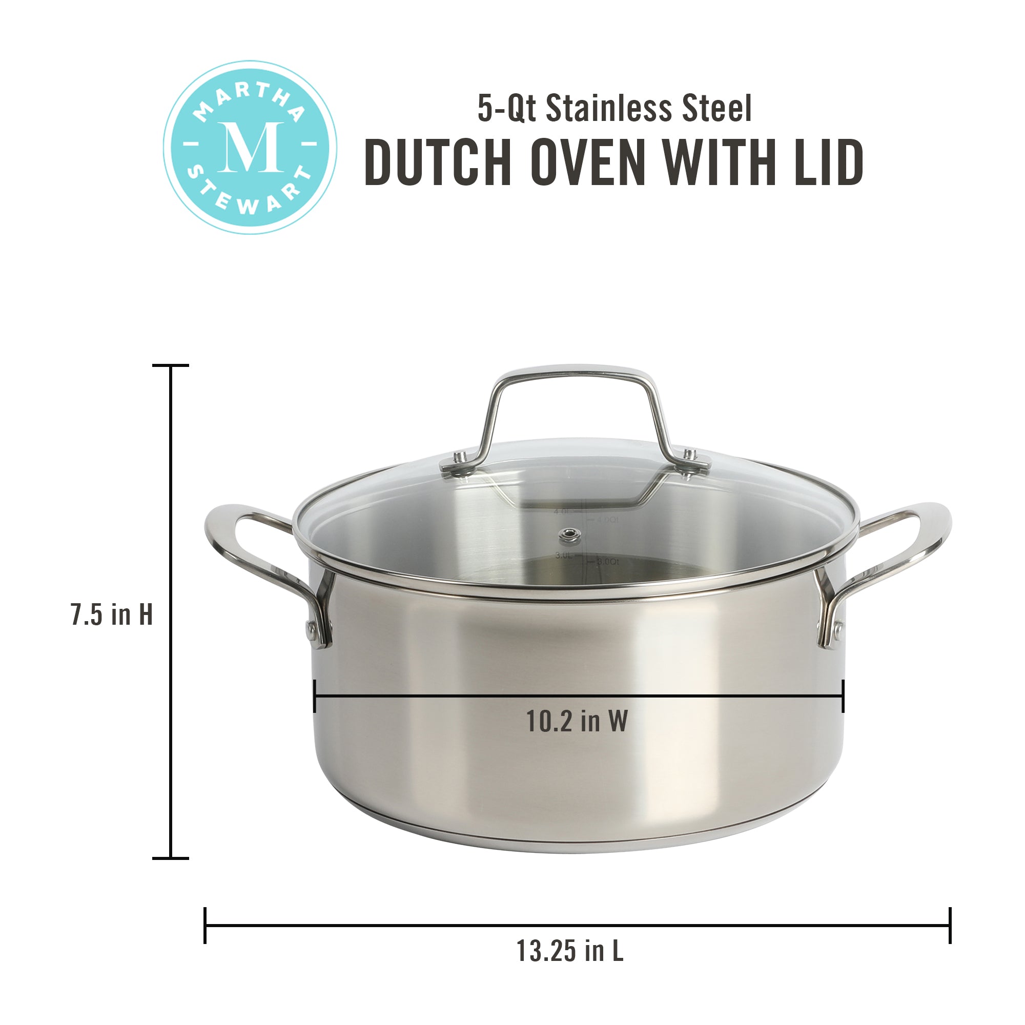 Martha Stewart Castelle 5-Quart Stainless Steel Dutch Oven - Image 3