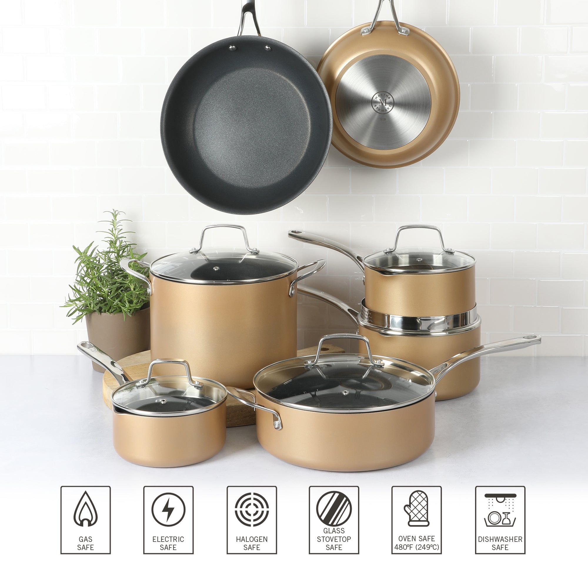 Martha Stewart 12-Piece Heavy Gauge Aluminum Hard Anodized Premium Nonstick Induction Safe Cookware Set - Image 6