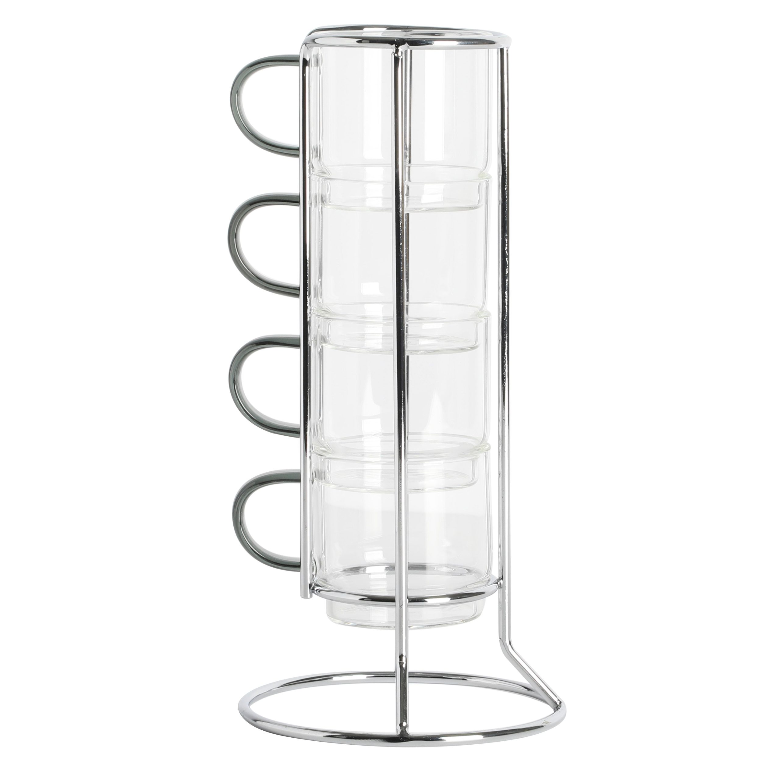 Gibson Elite Soho Lounge 4-Pack 3.8oz Glass Espresso Cup Set w/ Rack
