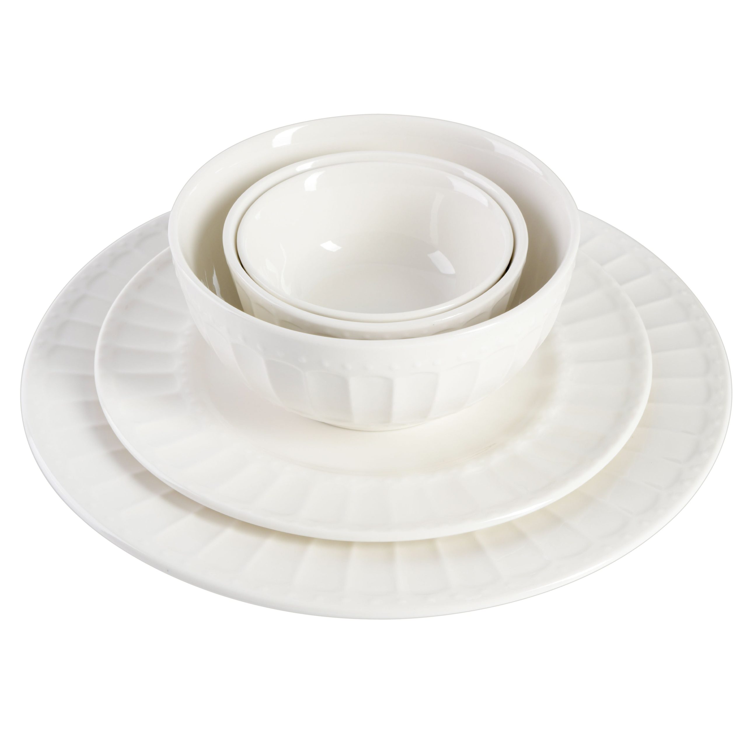 Gibson Home Gracious Dining Gourmet Expressions 40-Piece Embossed Porcelain Dinnerware Set - Image 6