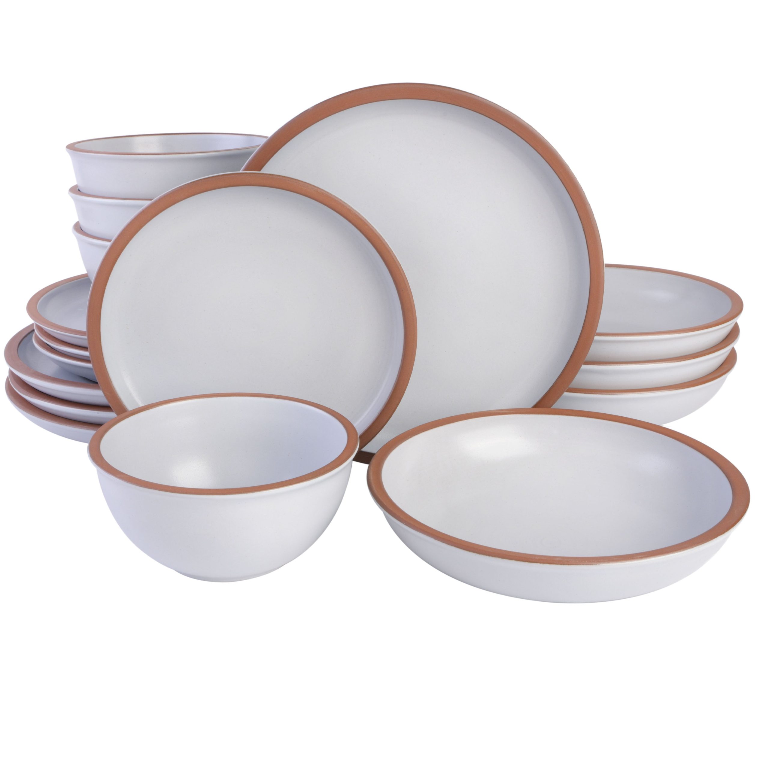 Gibson Elite Lagos 16-Piece Double Bowl Terracotta Dinnerware Set - Image 4