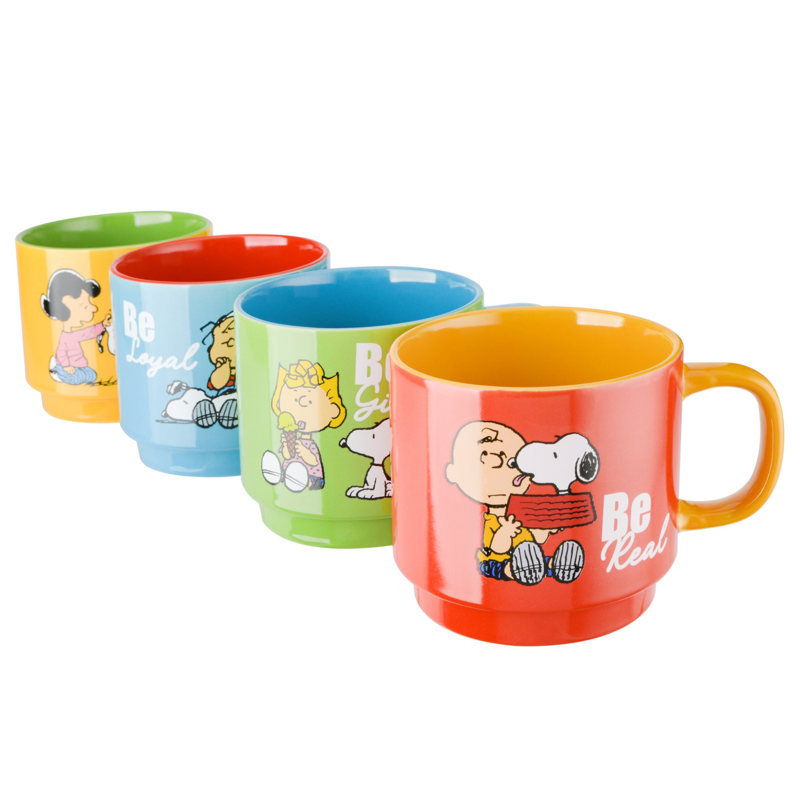 Peanuts Gentle Reminders 4-Pack 15oz Stoneware Stackable Mugs w/ Metal Rack - Image 6