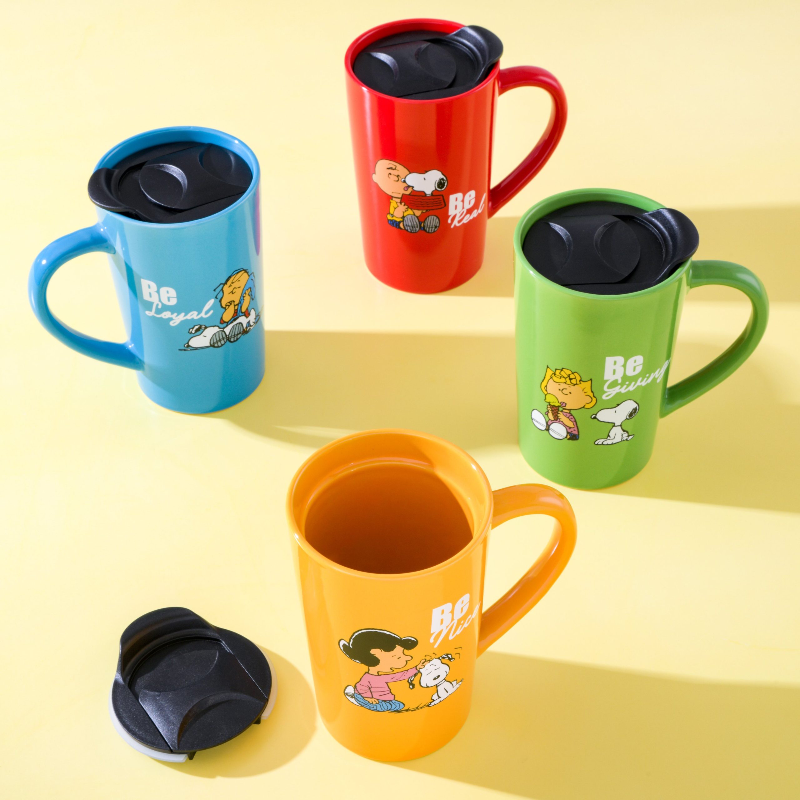 Peanuts Gentle Reminders 4-Pack 18oz Stoneware Travel Cup w/ Lid - Image 3