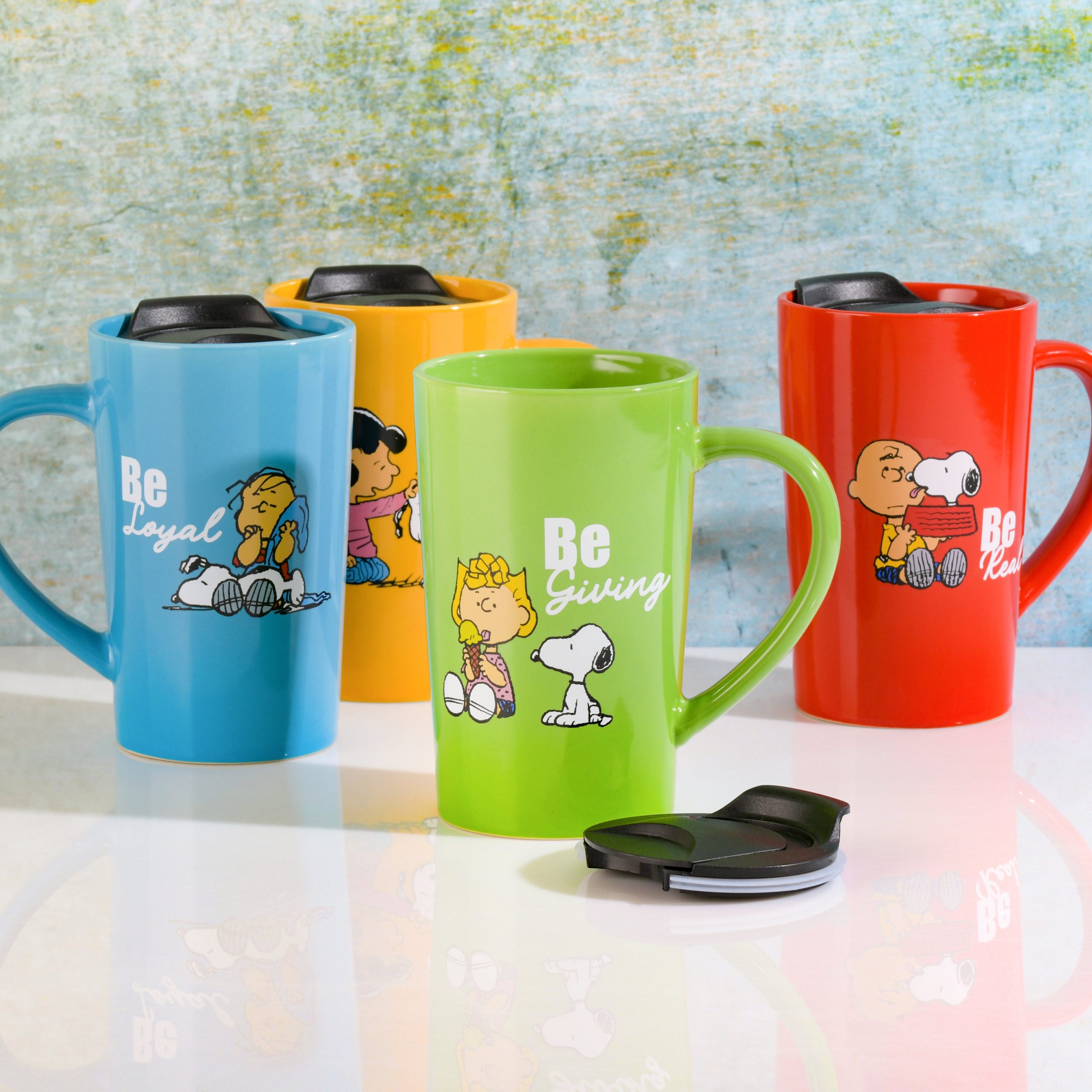 Peanuts Gentle Reminders 4-Pack 18oz Stoneware Travel Cup w/ Lid - Image 2