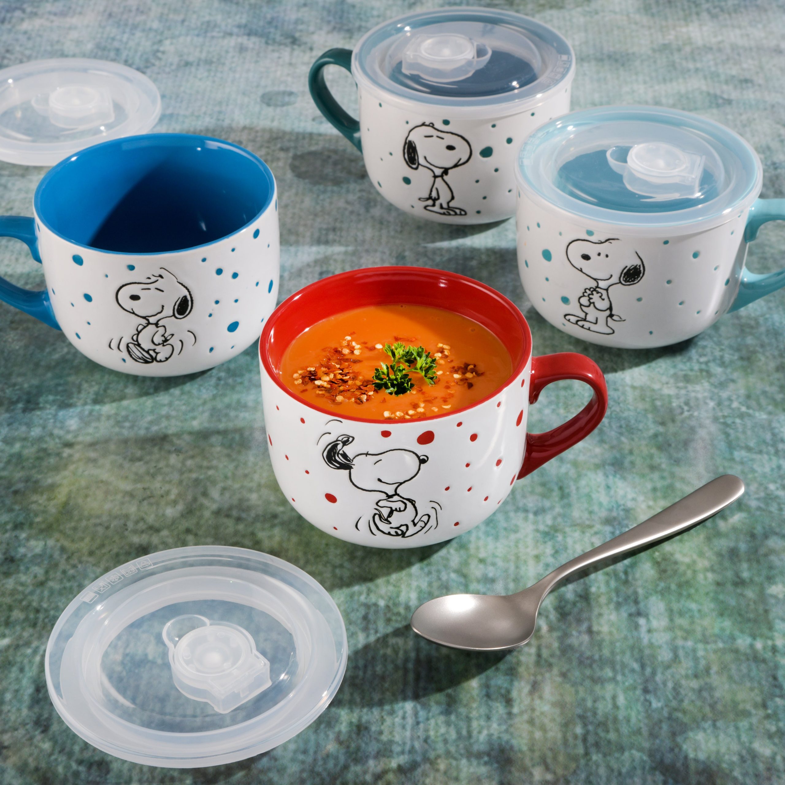 Peanuts Freckled Joy 4-Pack 25oz Soup Bowls w/ Lids - Image 2