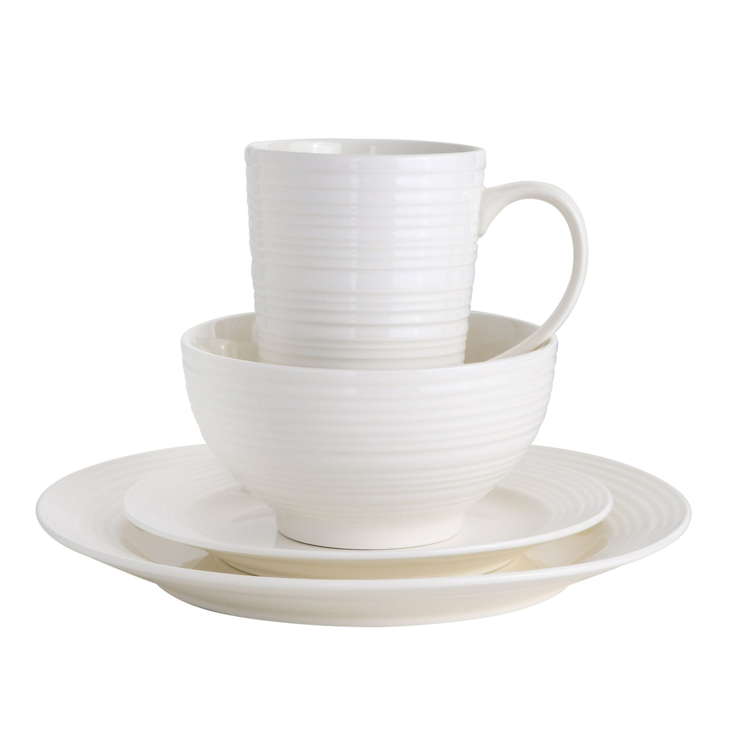 Gibson Home Amelia Court 16-Piece Fine Ceramic Dinnerware Set - White - Image 4