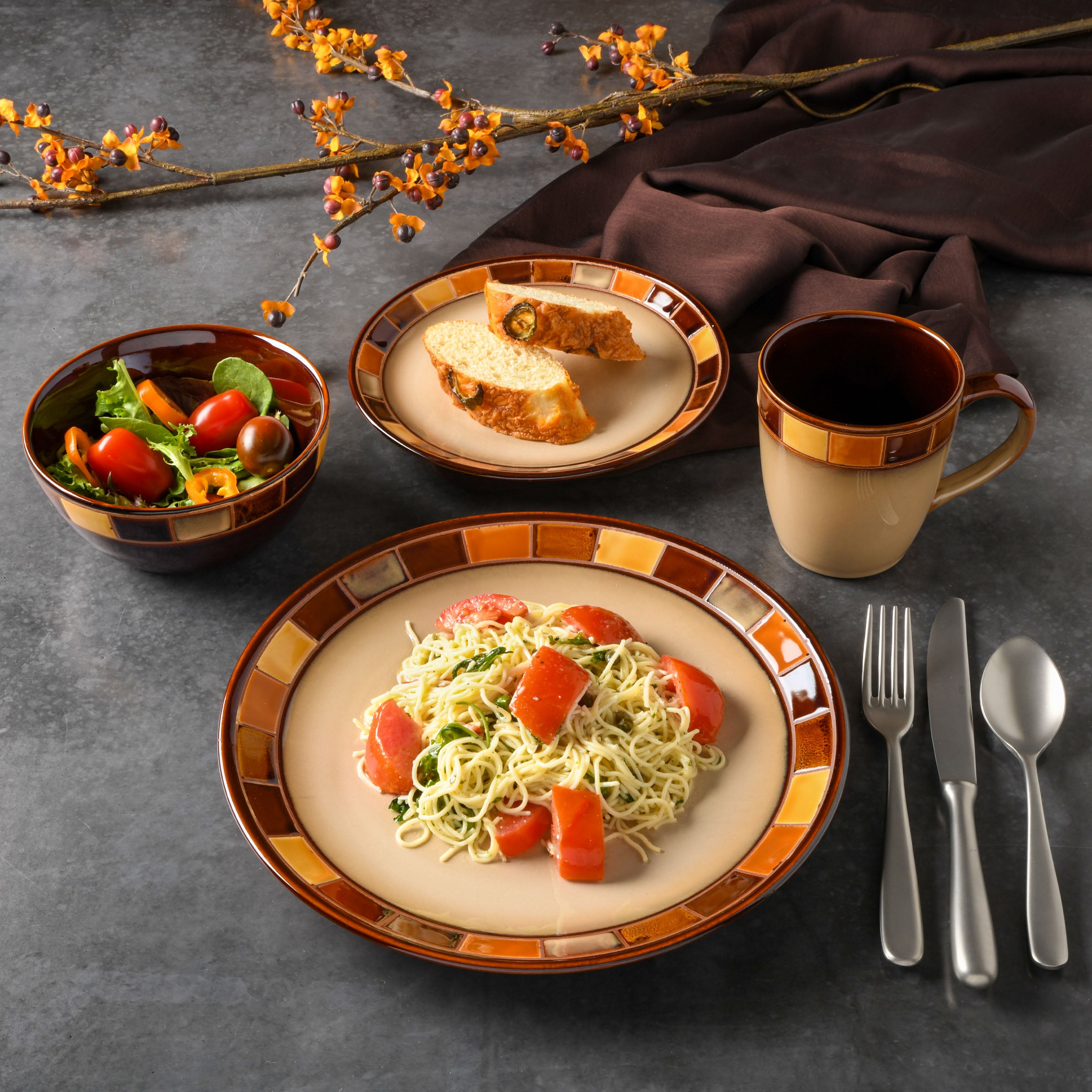 Gibson Elite Casa Estebana 16-Piece Reactive Stoneware Dinnerware Set - Image 2
