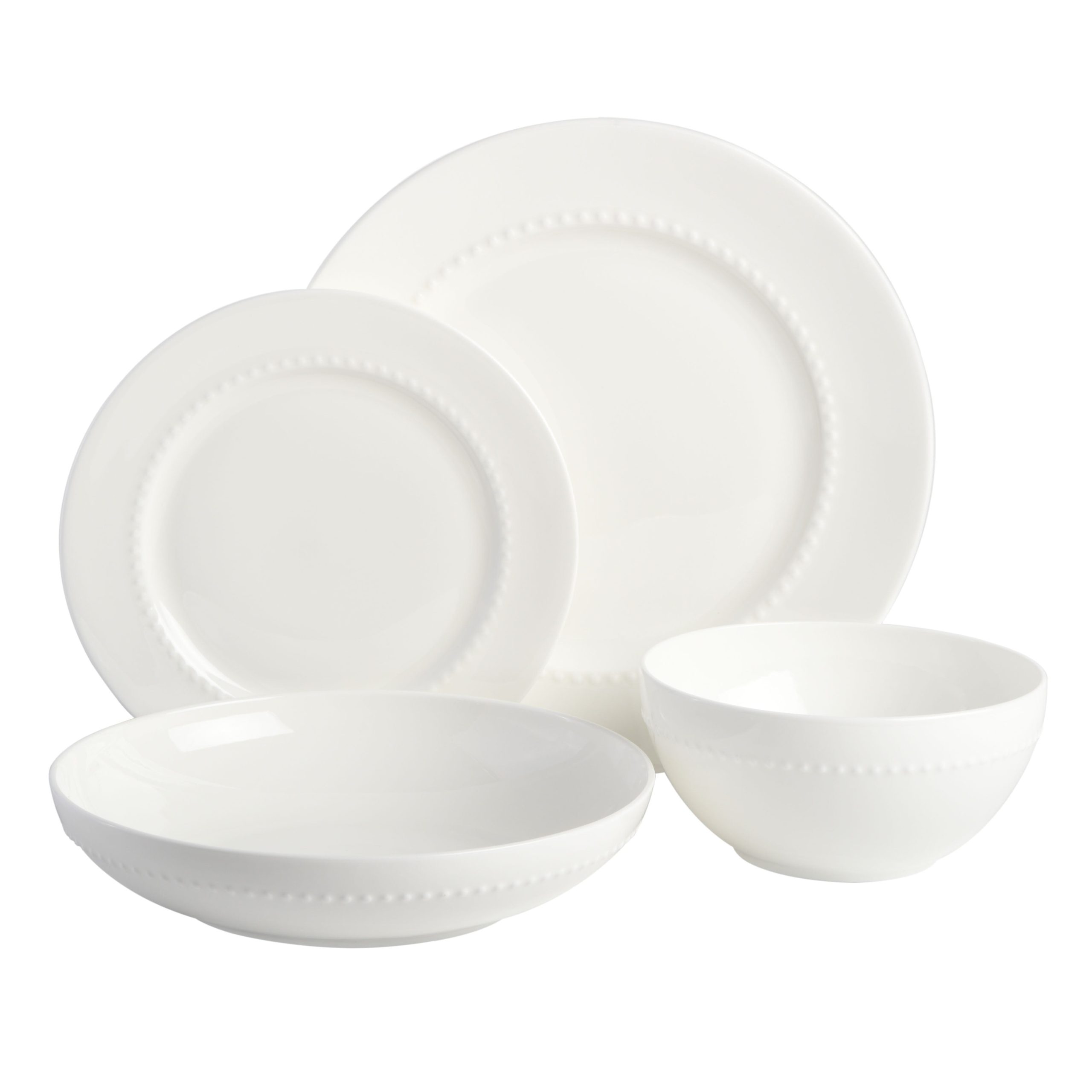 Gibson Elite Embossed Bone China 16-Piece Double Bowl Dinnerware Set - White - Image 4