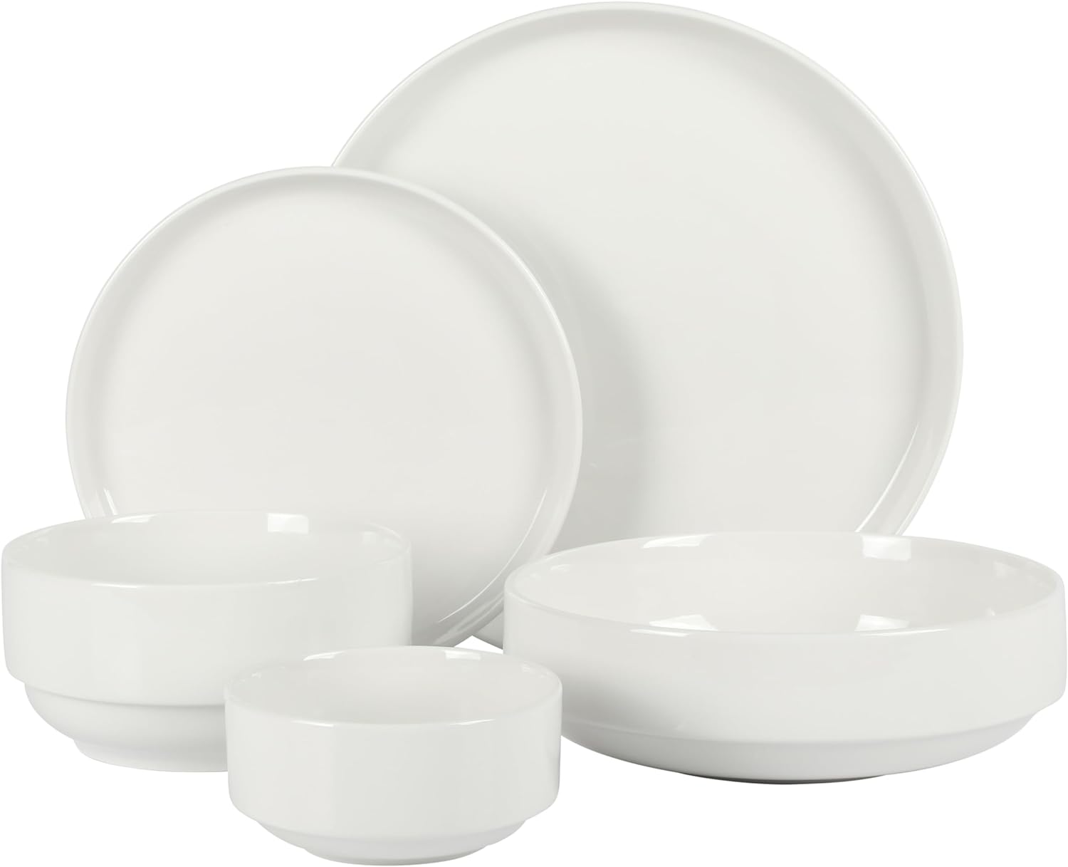 Gibson Home Rothernberg Stackable 40 Piece, Service for 8, White Porcelain Plates and Bowls Set - Image 6