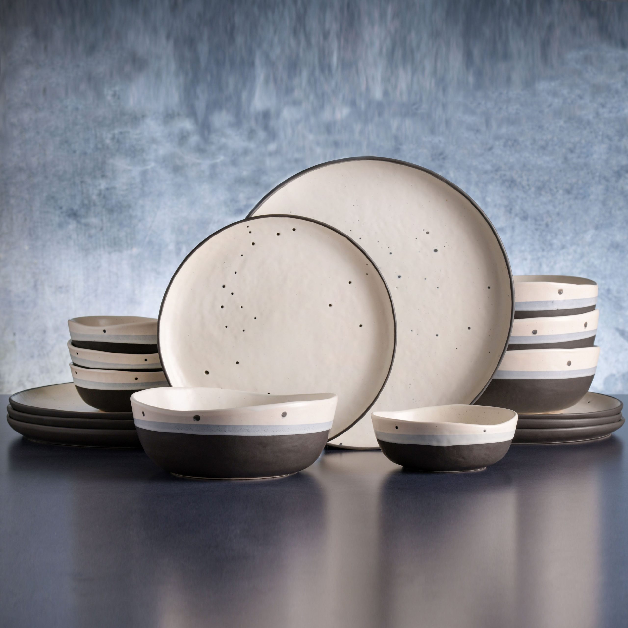 Gibson Elite Rhinebeck 16-Piece Double Bowl Reactive Stoneware Dinnerware Set - Image 3