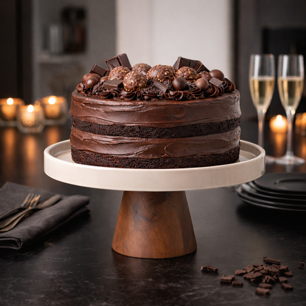 Gibson Elite 10.7-Inch Stoneware Cake Stand with Acacia Wood Base – Taupe Round Dessert Display Stand for Cakes, Cupcakes & Party Entertaining - Image 3