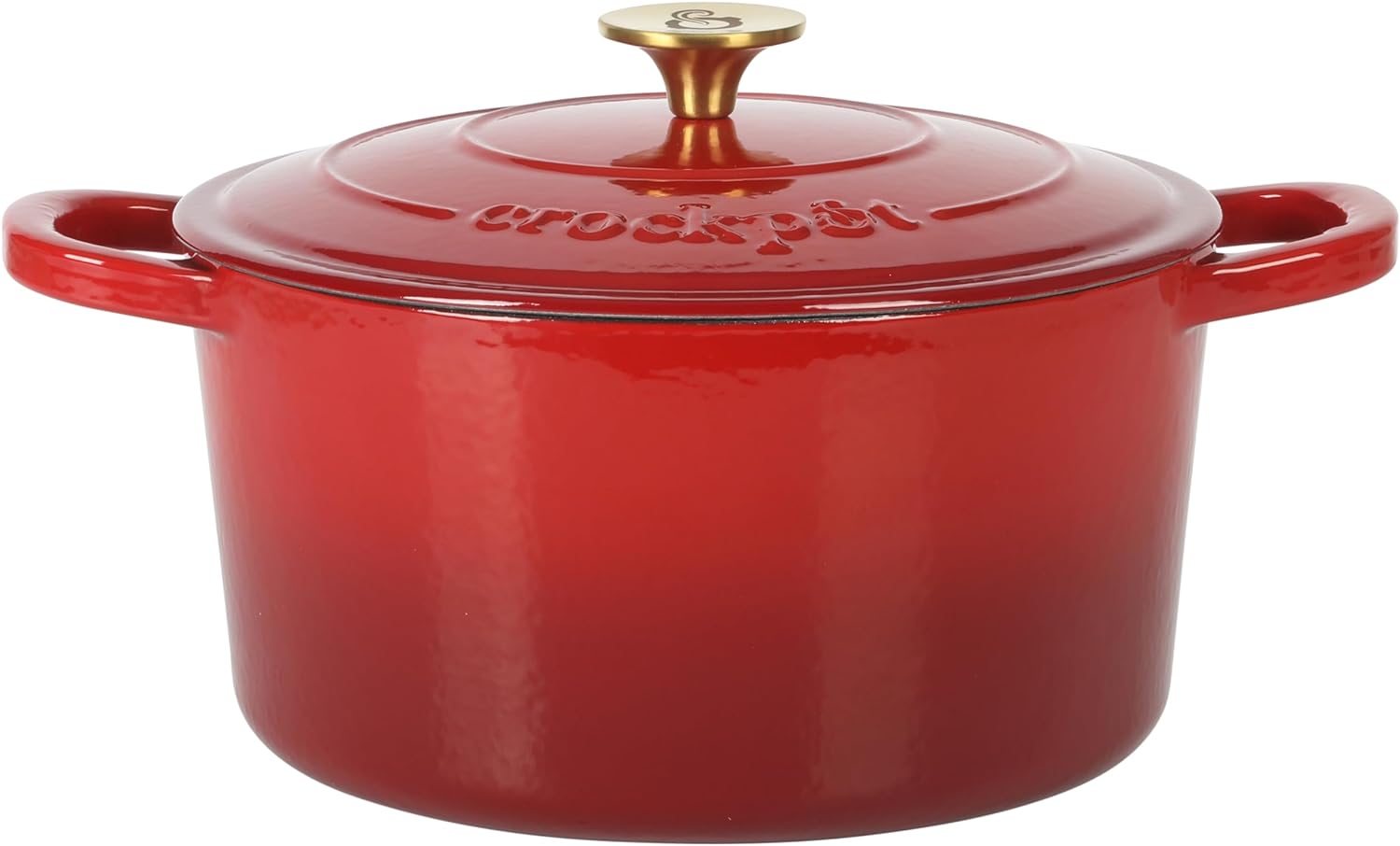 Crock Pot Artisan 6-Quart Round Dutch Oven - Matte Linen White w/Gold Knob, Gradient Red, or Teal Ombre - Image 6