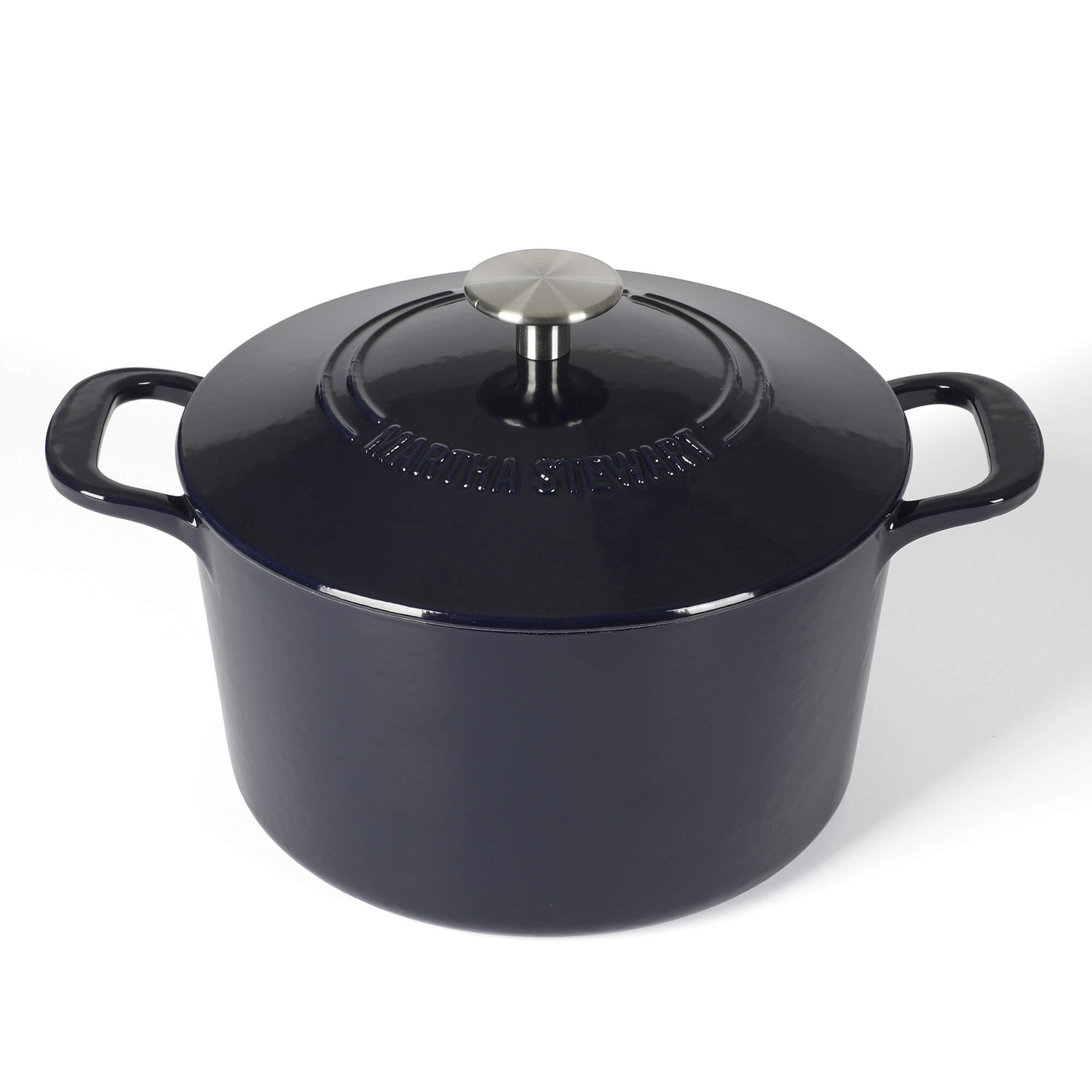 Martha Stewart Gatwick 4 Quart Enamel Cast Iron Dutch Oven - Navy Blue - Image 2