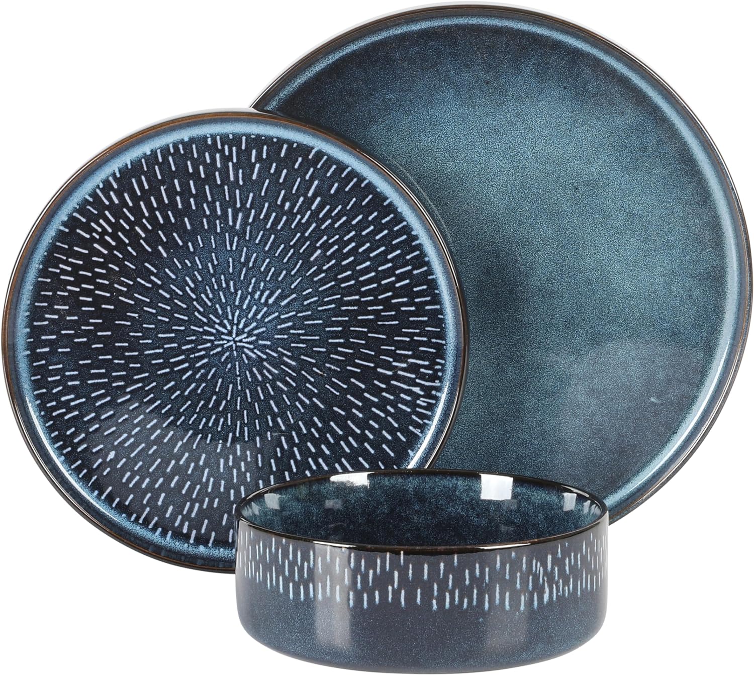 Gibson Elite 12 Piece Matisse Moderna Stoneware Reactive Glaze Dinnerware Set - Cobalt Blue - Image 5