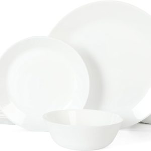 Martha Stewart Opalton 18 Piece Chip and Break Resistant Opal Glass Dinnerware Set